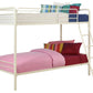 Dusty Twin over Twin Metal Bunk Bed with Slanted Front Ladder and Guardrails - White - Twin-Over-Twin