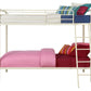 Dusty Twin over Twin Metal Bunk Bed with Slanted Front Ladder and Guardrails - White - Twin-Over-Twin