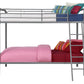 Twin over Twin Metal Bunk Bed with Slanted Front Ladder and Guardrails - Silver - Twin-Over-Twin