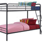 Twin over Twin Metal Bunk Bed with Slanted Front Ladder and Guardrails - Black - Twin-Over-Twin