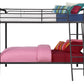 Twin over Twin Metal Bunk Bed with Slanted Front Ladder and Guardrails - Black - Twin-Over-Twin
