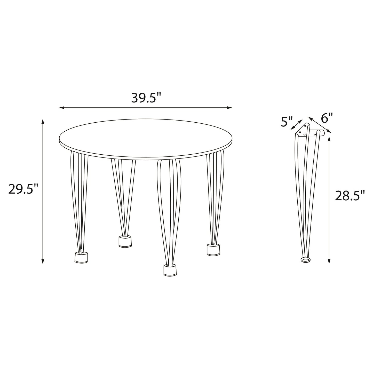 Round Dining Table Top - Black