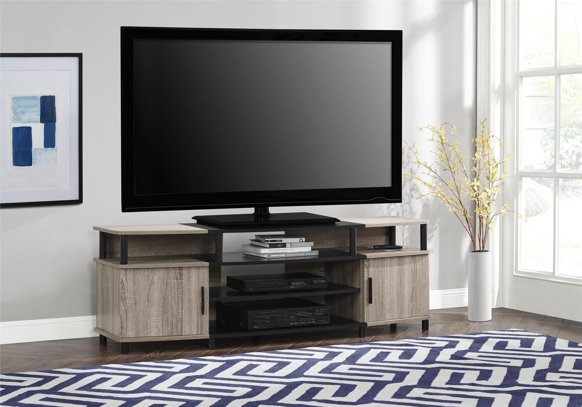 Carson Contemporary TV Stand for TVs up to 70 Inch  - Distressed Gray Oak