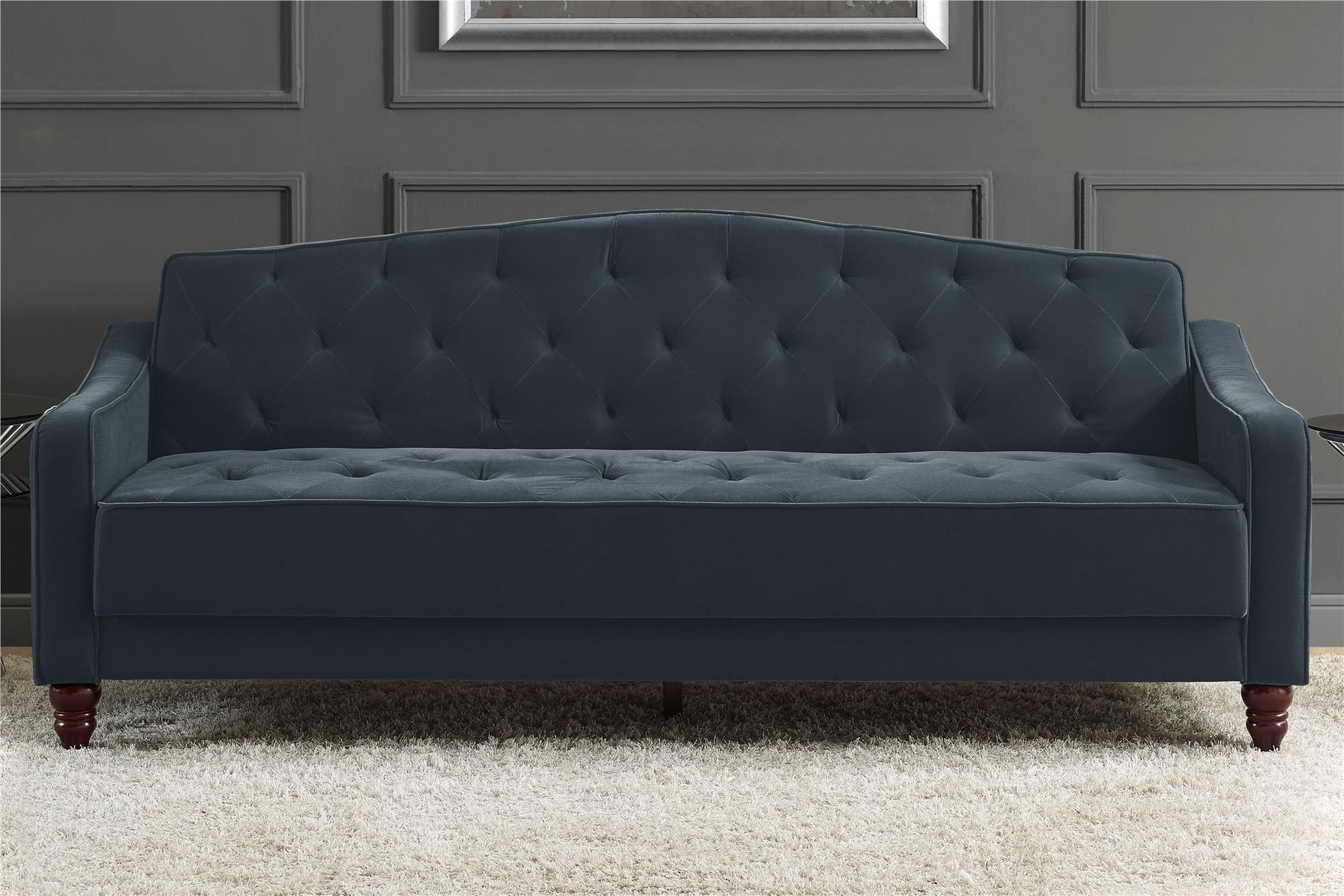 Novogratz Vintage Tufted Sofa Sleeper  - Blue Velvet