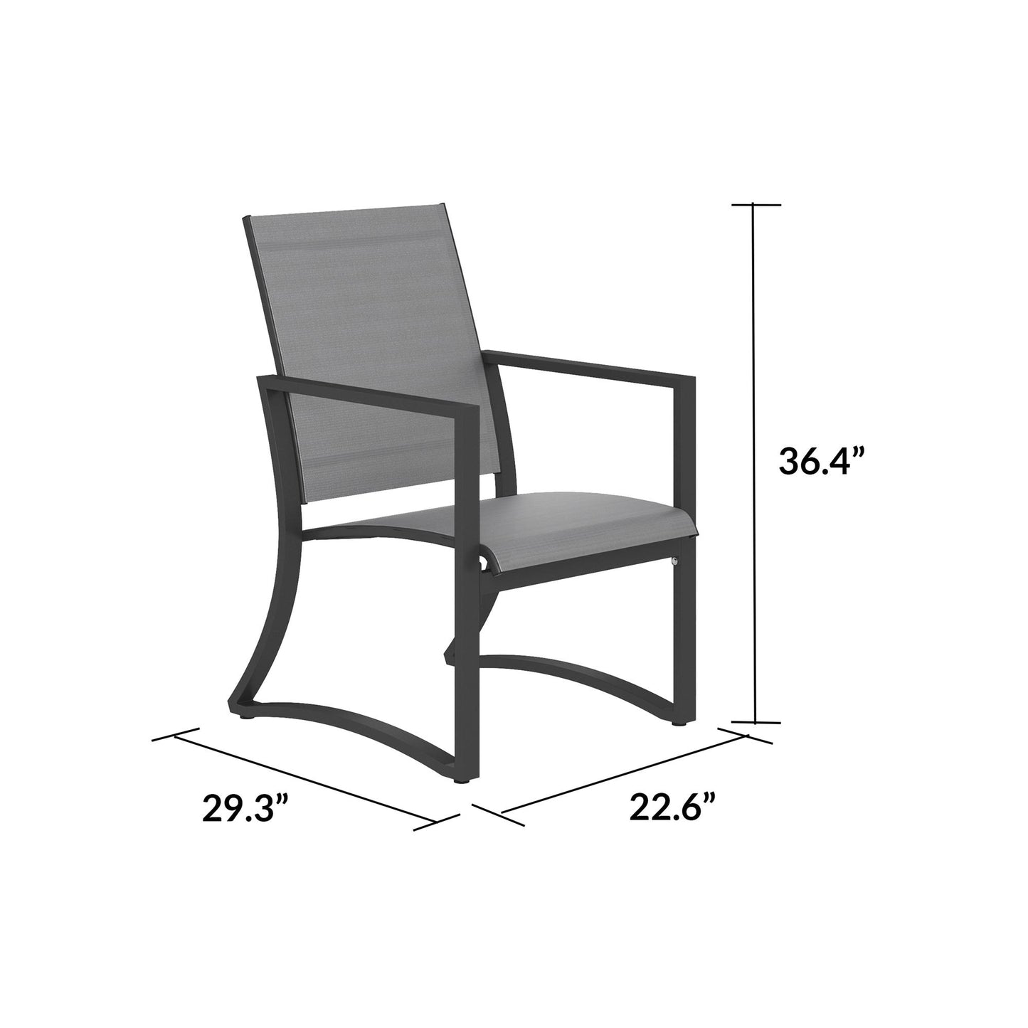 Patio Dining Chairs with Armrests and Sled Legs, Set of 6 - Light Gray