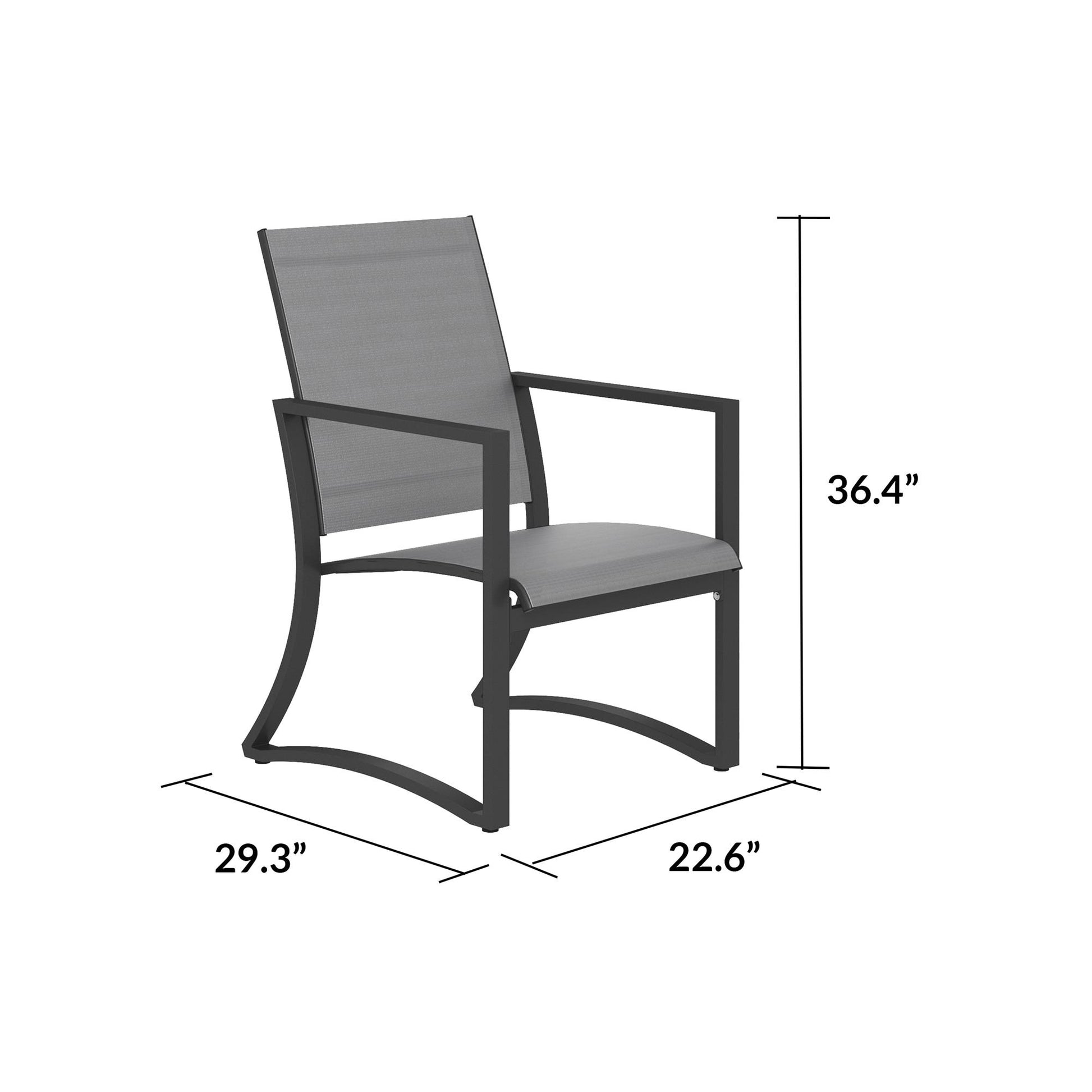 Patio Dining Chairs with Armrests and Sled Legs, Set of 6 - Light Gray