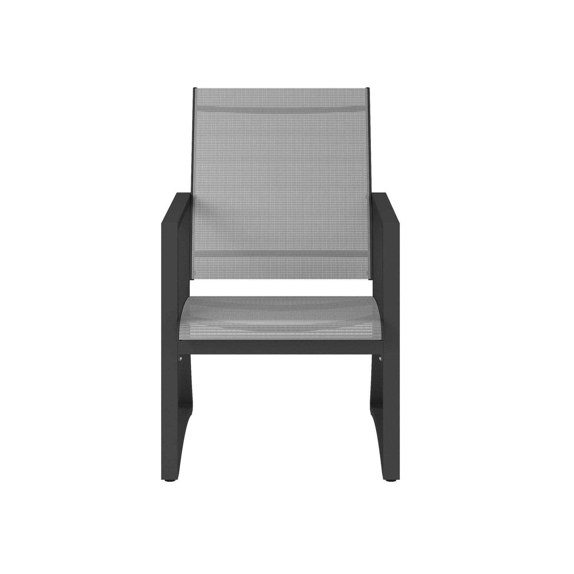 Patio Dining Chairs with Armrests and Sled Legs, Set of 6 - Light Gray