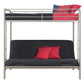 Sammie Twin over Futon Metal Bunk Bed with Integrated Ladders and Guardrails - Silver - Twin-Over-Futon