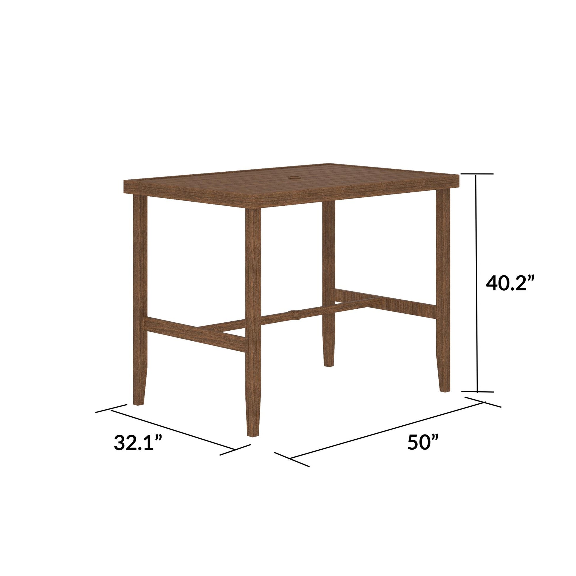 Counter Height Patio Bar Dining Table with Weather Resistant Frame - Brown