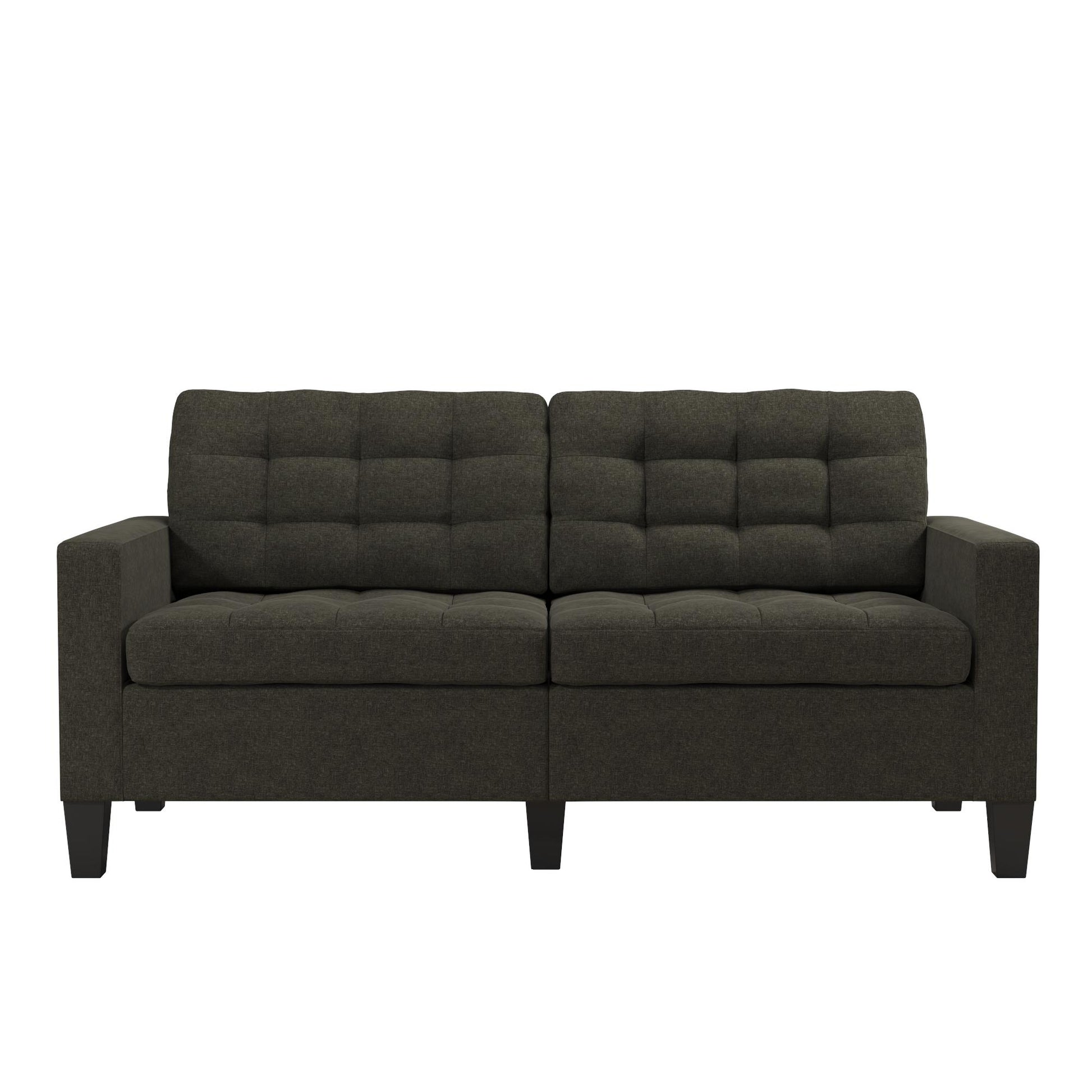 Emily Upholstered Sofa Couch with Deep Tufted Cushions - Gray