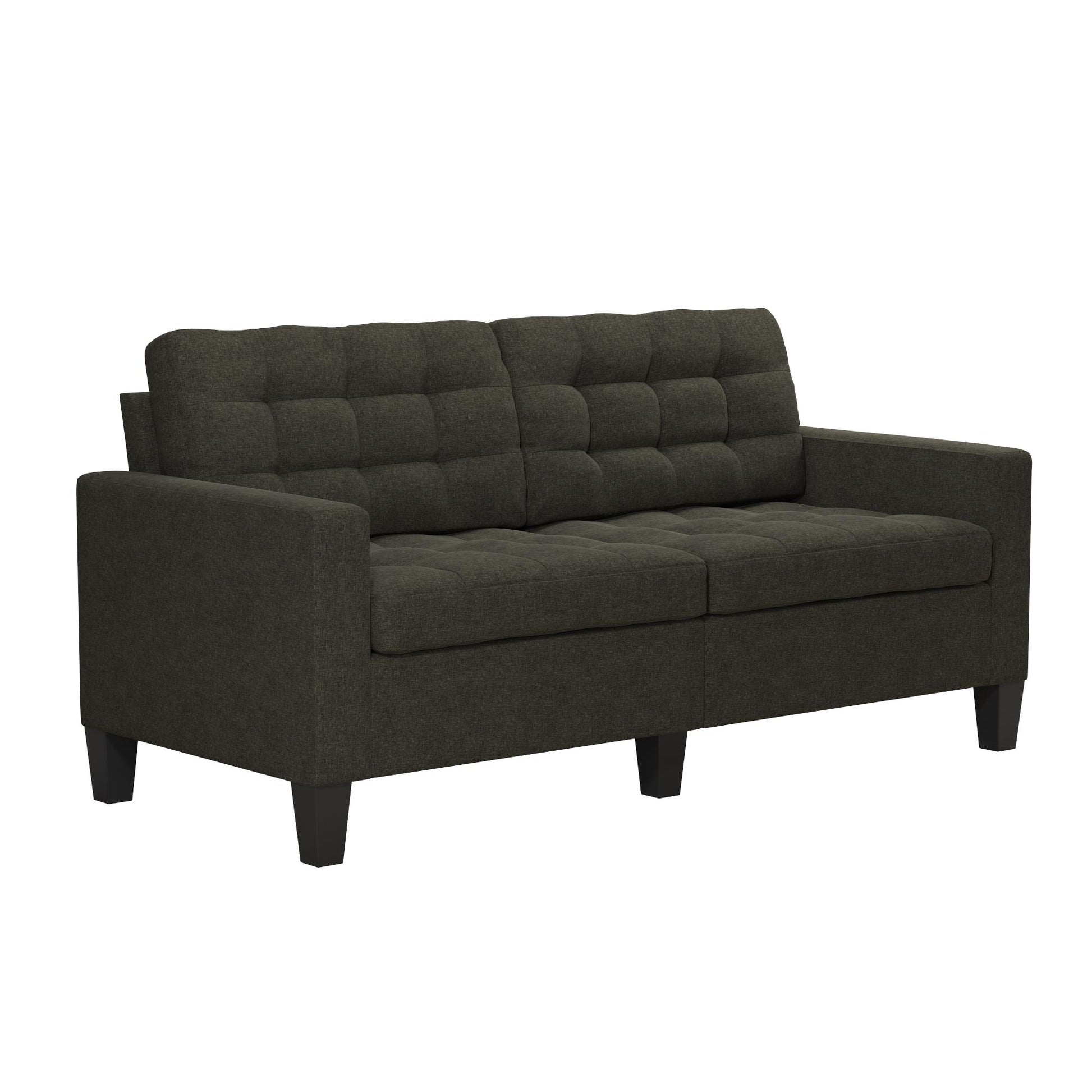 Emily Upholstered Sofa Couch with Deep Tufted Cushions - Gray