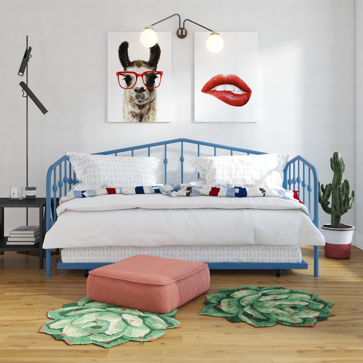 Bushwick Metal Daybed & Trundle - Sea Blue - Twin