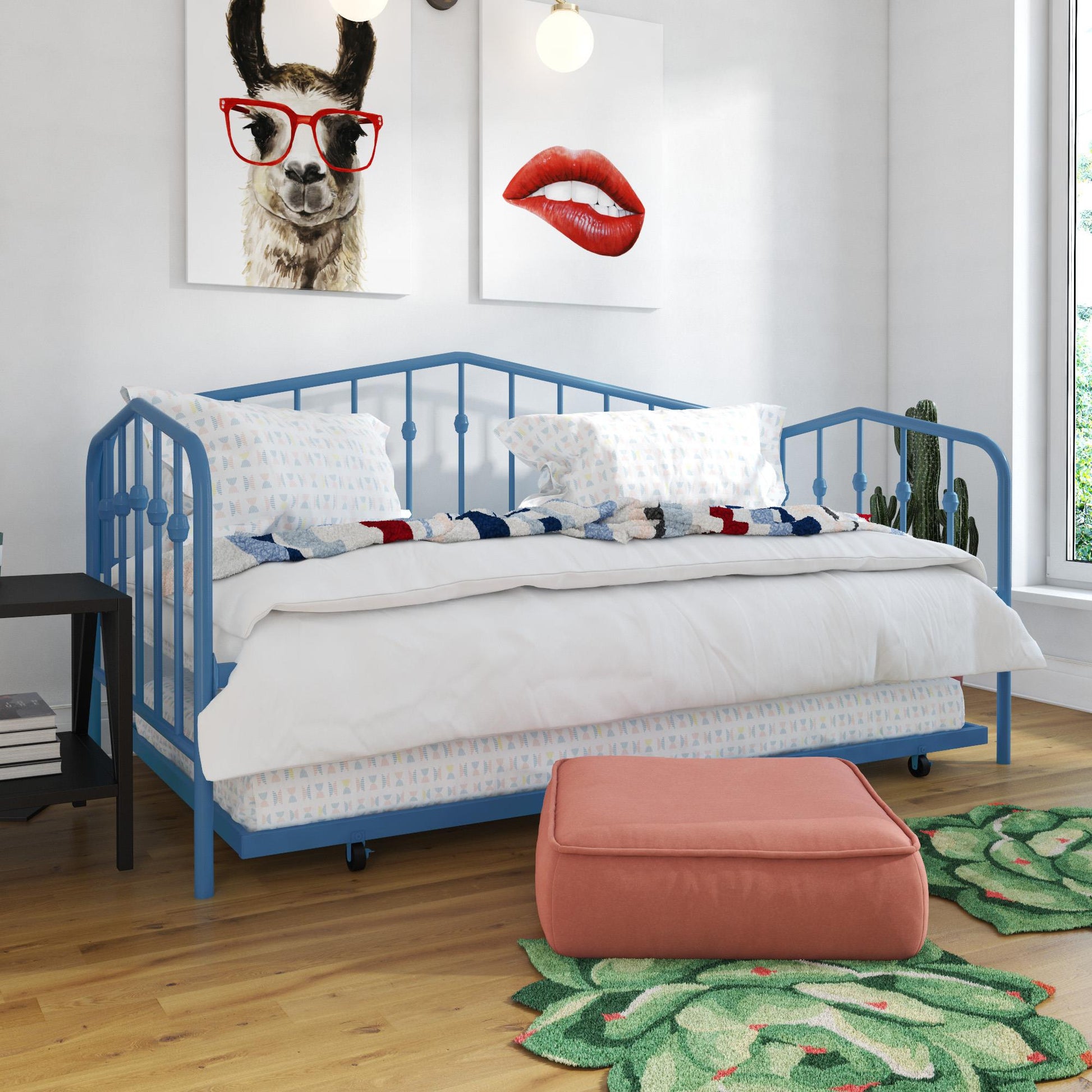 Bushwick Metal Daybed & Trundle - Sea Blue - Twin