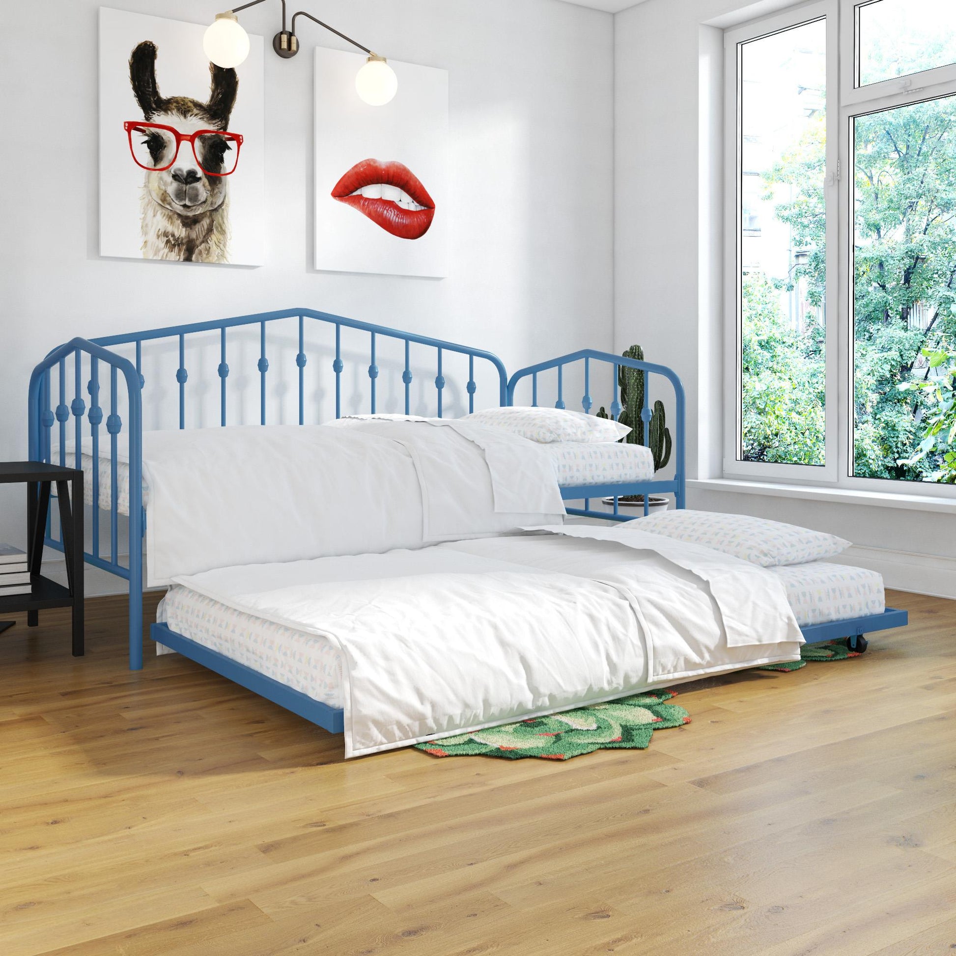 Bushwick Metal Daybed & Trundle - Sea Blue - Twin