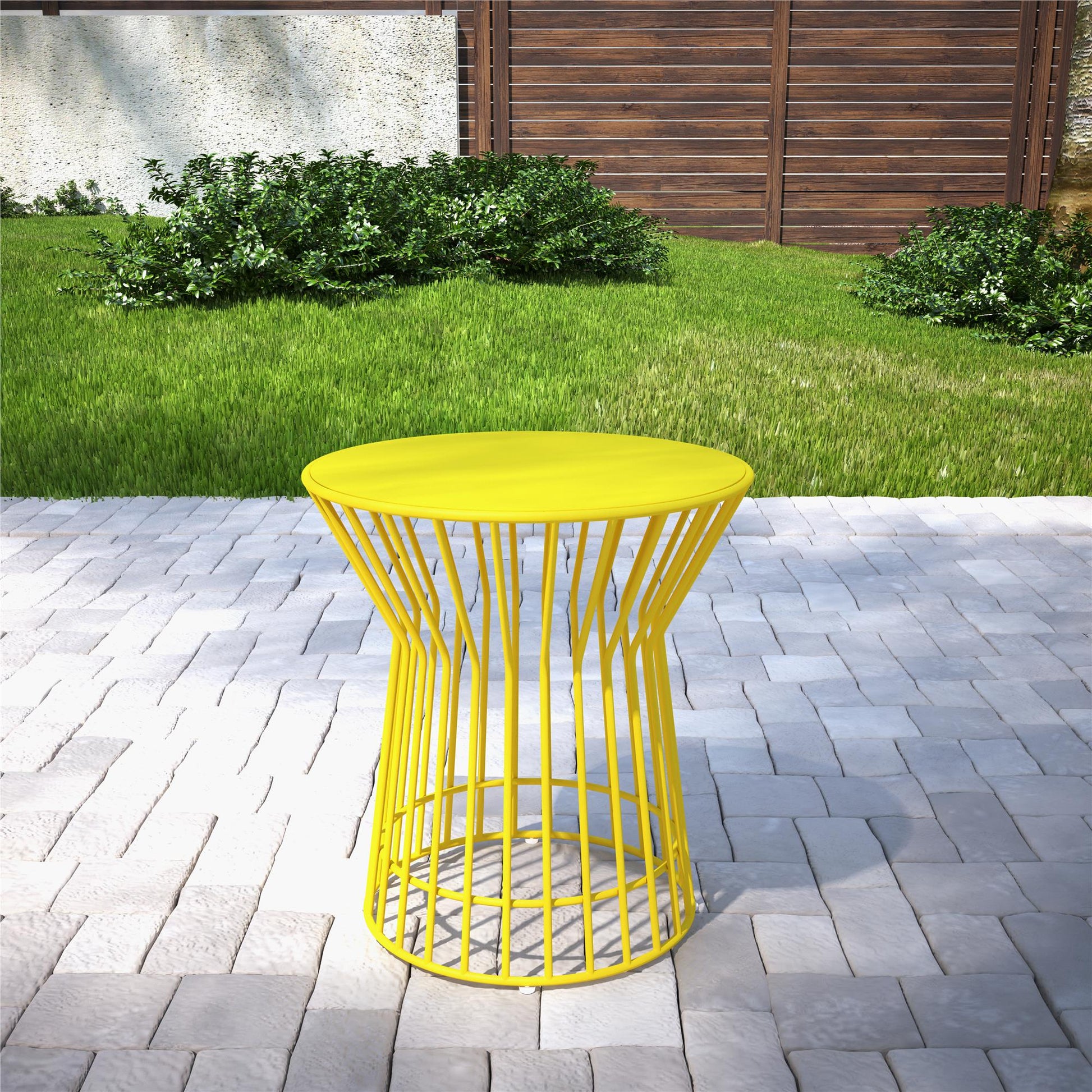 Novogratz Poolside Gossip Collection, Roberta Outdoor/Indoor Side Table, Yellow - Yellow