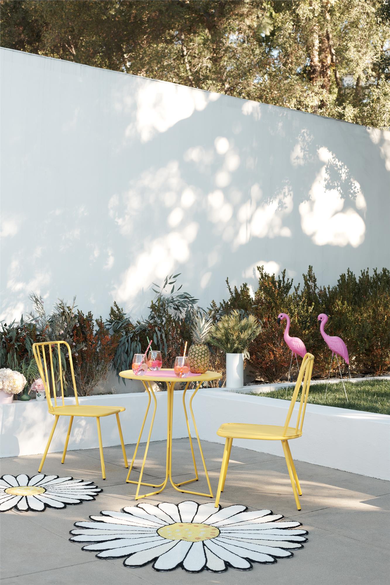 Novogratz Poolside Gossip Collection, Heidi Outdoor/Indoor Bistro Set, 3 Piece, Yellow - Yellow