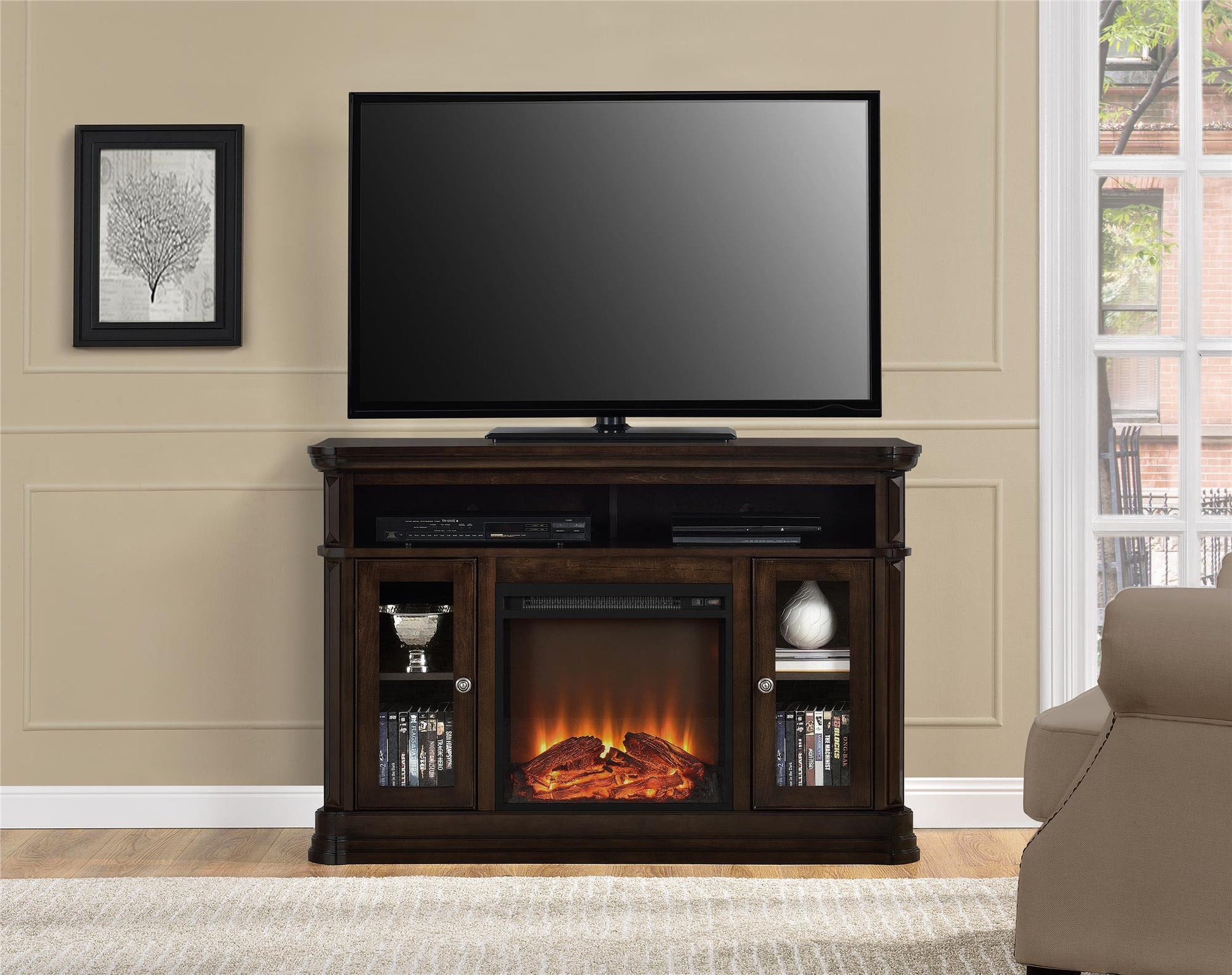 Brooklyn Electric Fireplace TV Console for TVs up to 50 Inch - Espresso