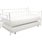 Manila Metal Daybed and Trundle Set with Sturdy Metal Frame and Slats - White - Twin
