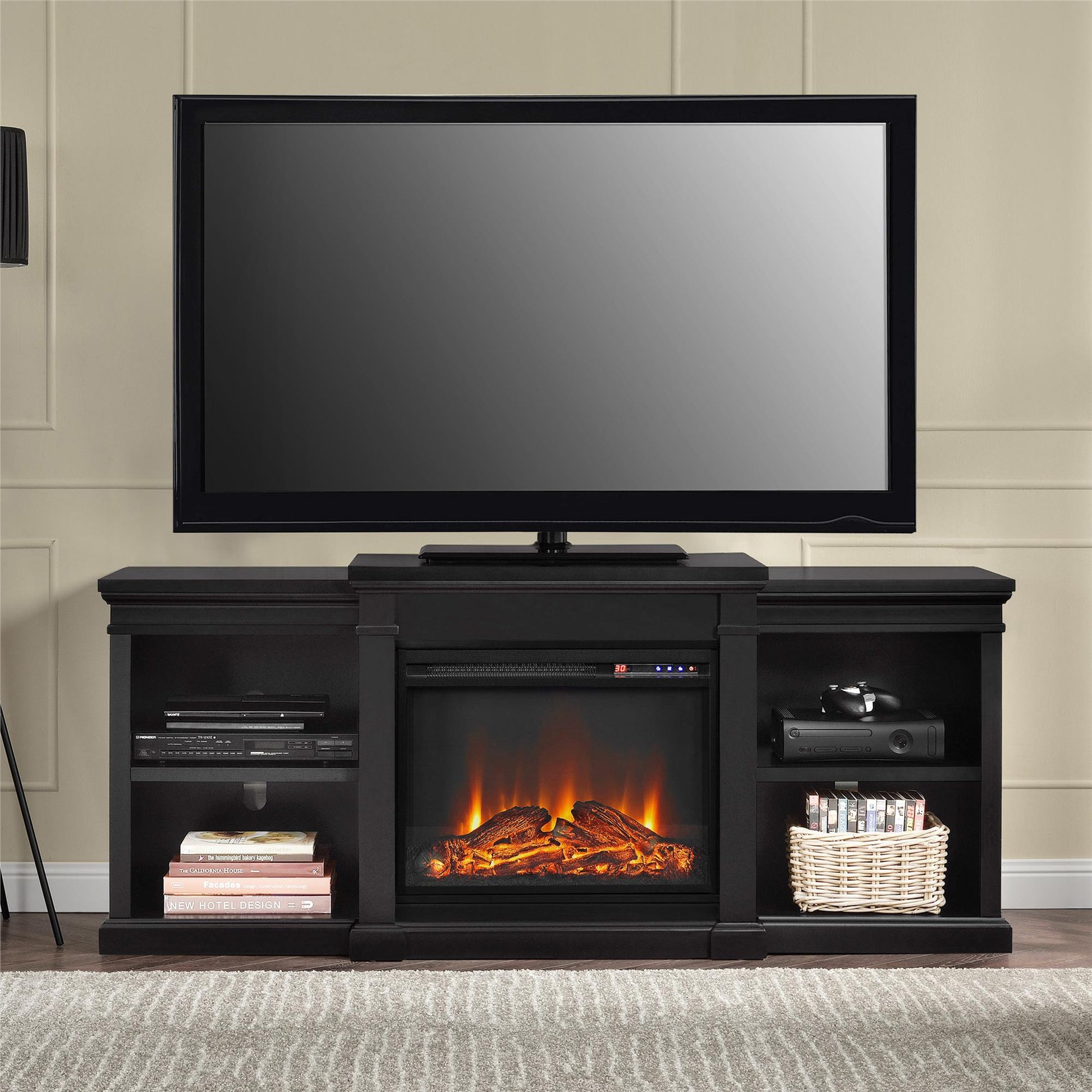 Manchester Electric Fireplace TV Stand for TVs up to 70 Inches - Black