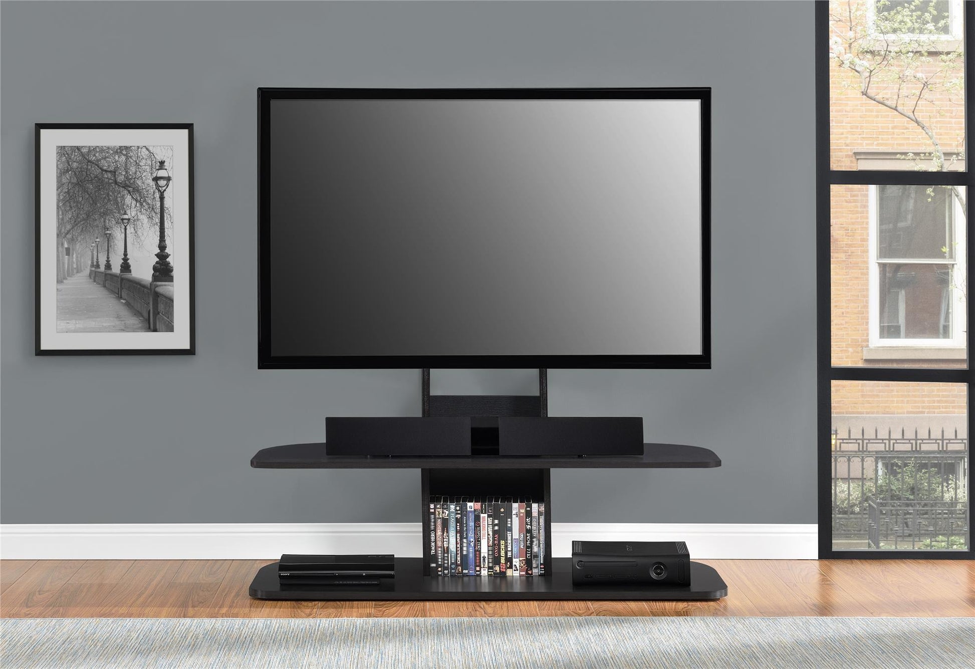 Galaxy Modern TV Stand with Mount for TVs up to 65 Inch - Black