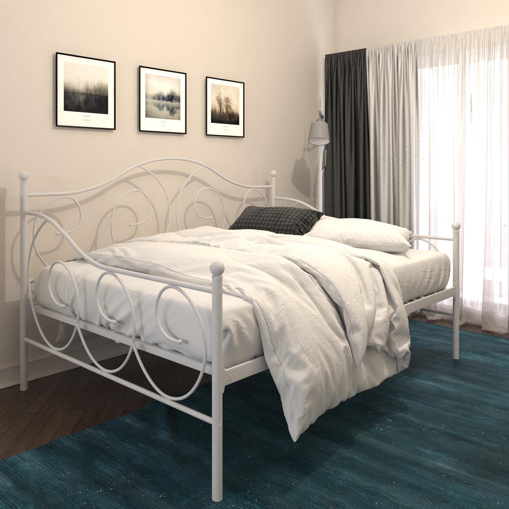 Victoria Metal Daybed with 15 Inch Clearance for Storage - White - Full