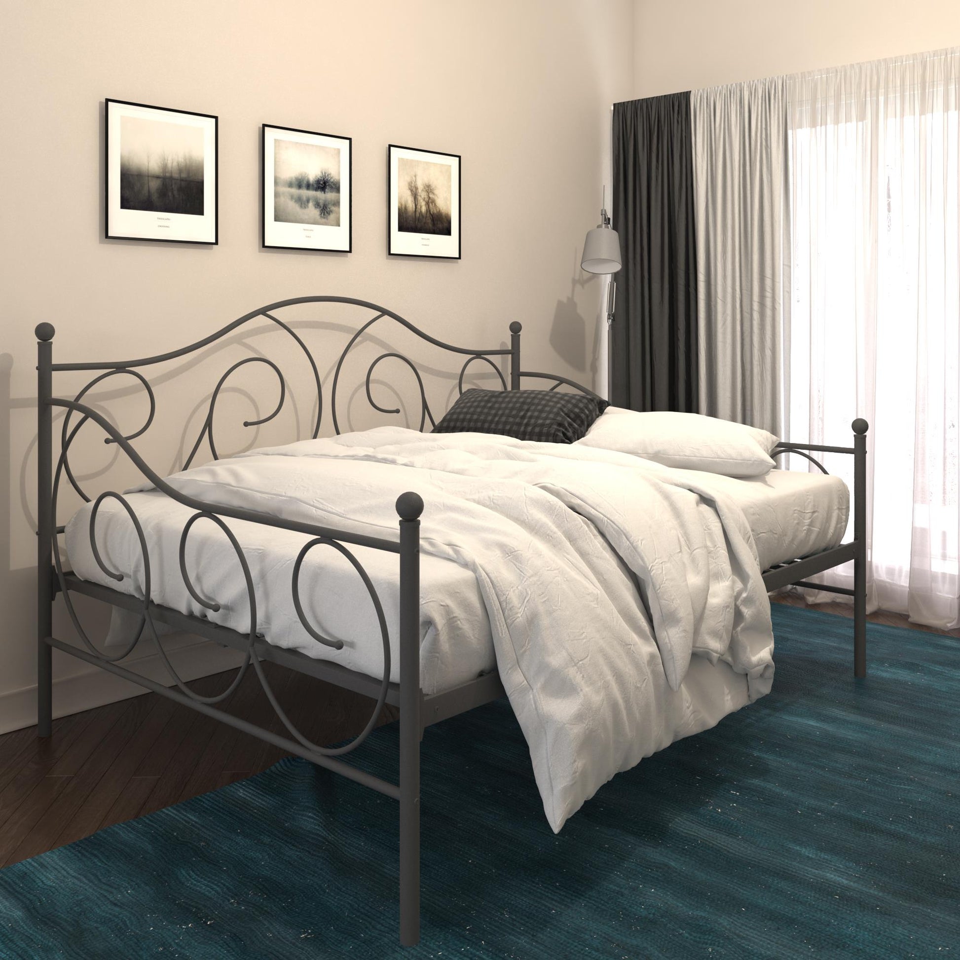 Victoria Metal Daybed with 15 Inch Clearance for Storage - Pewter - Full