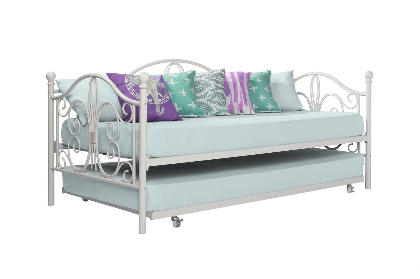 Bombay Victorian Metal Daybed and Trundle with Set - White - Twin