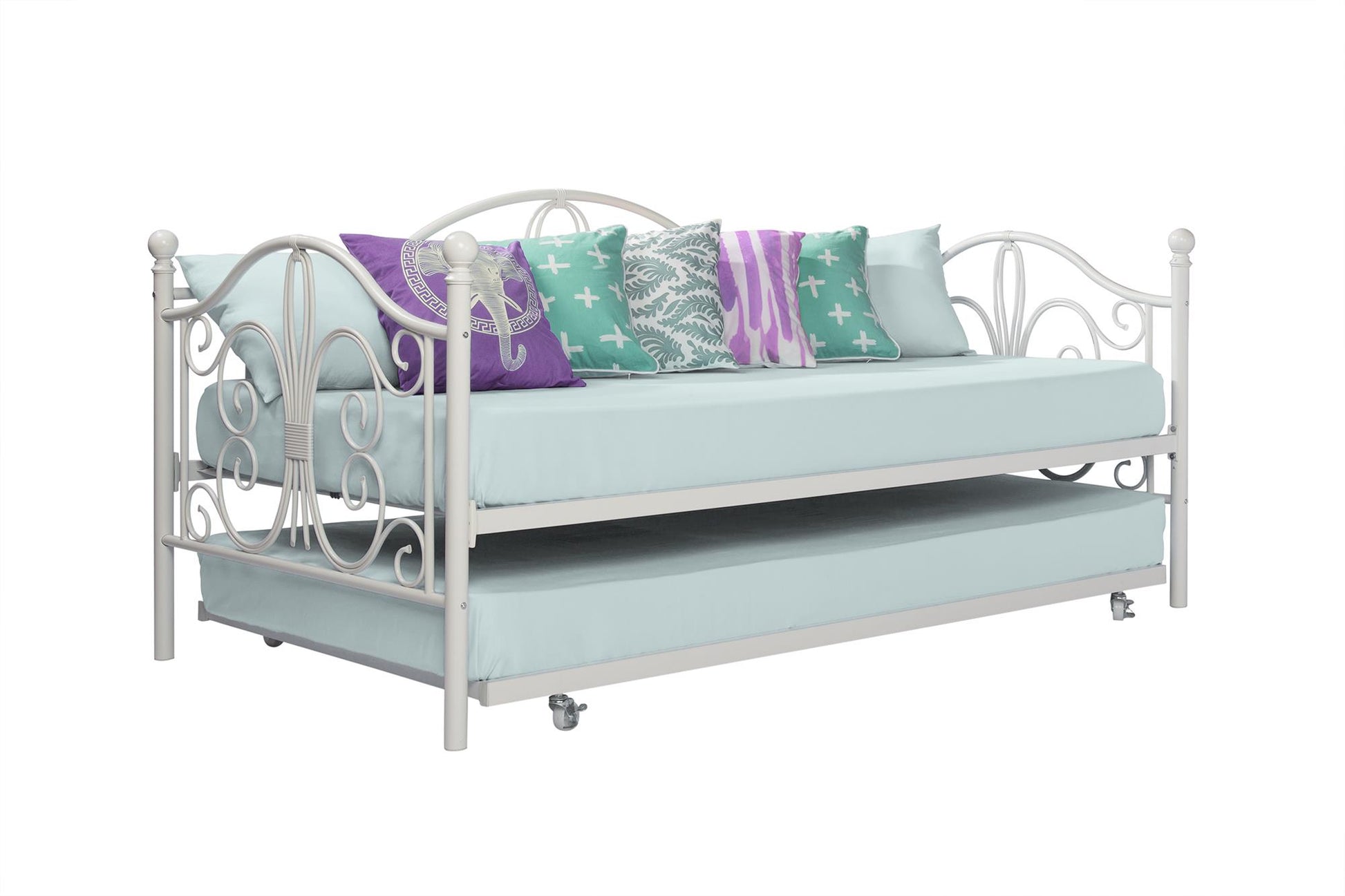 Bombay Victorian Metal Daybed and Trundle with Set - White - Twin