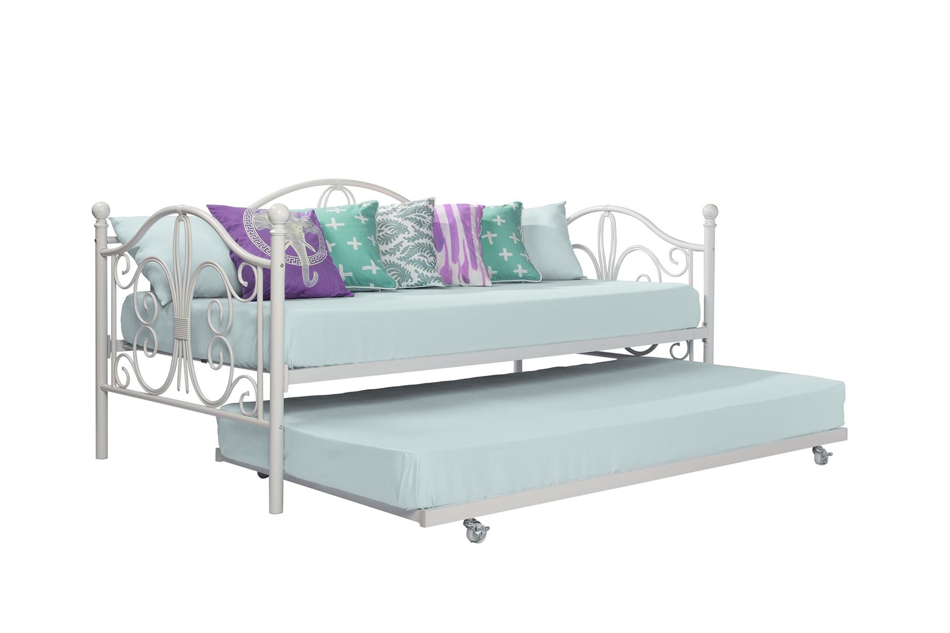 Bombay Victorian Metal Daybed and Trundle with Set - White - Twin