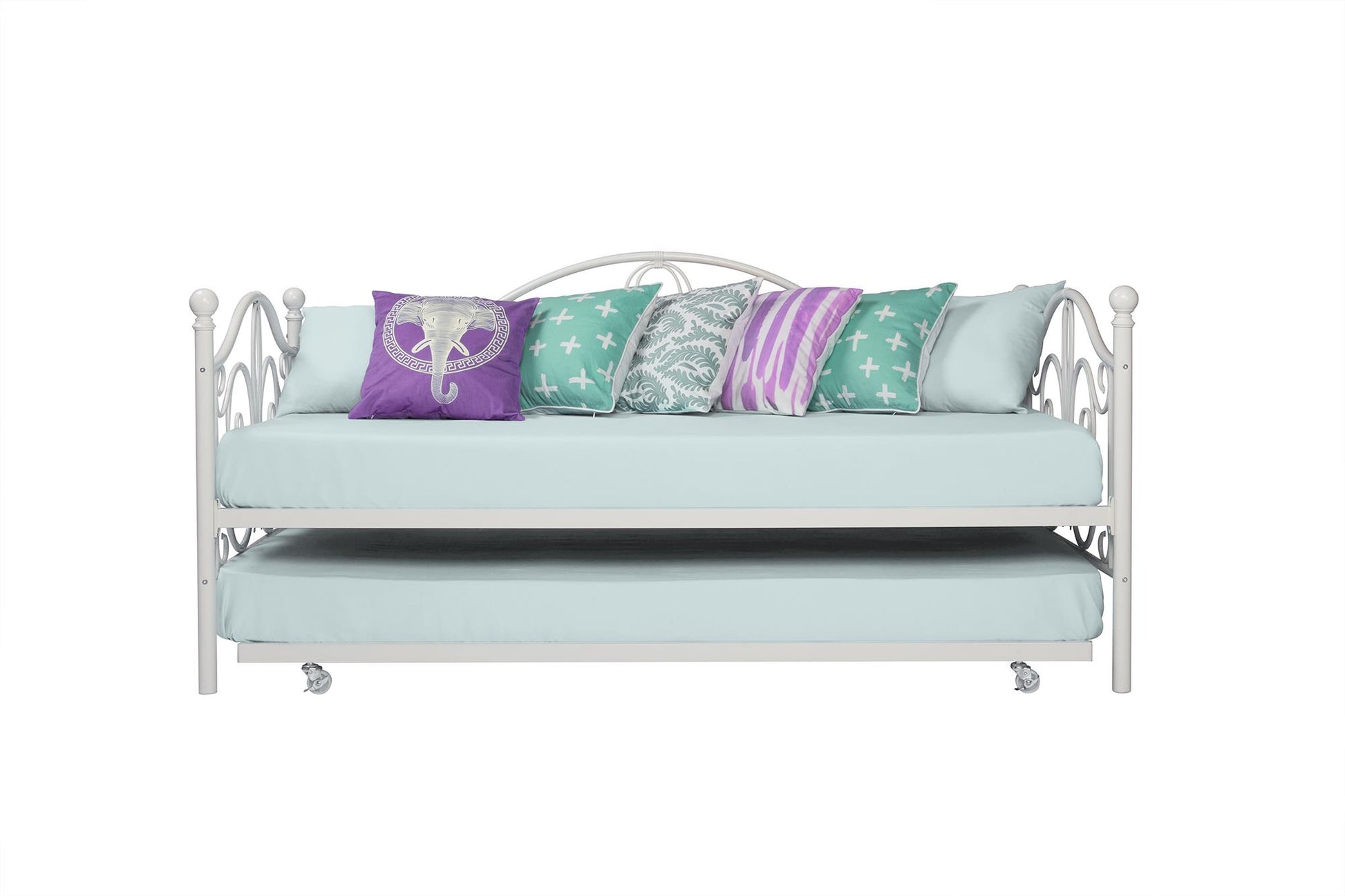 Bombay Victorian Metal Daybed and Trundle with Set - White - Twin