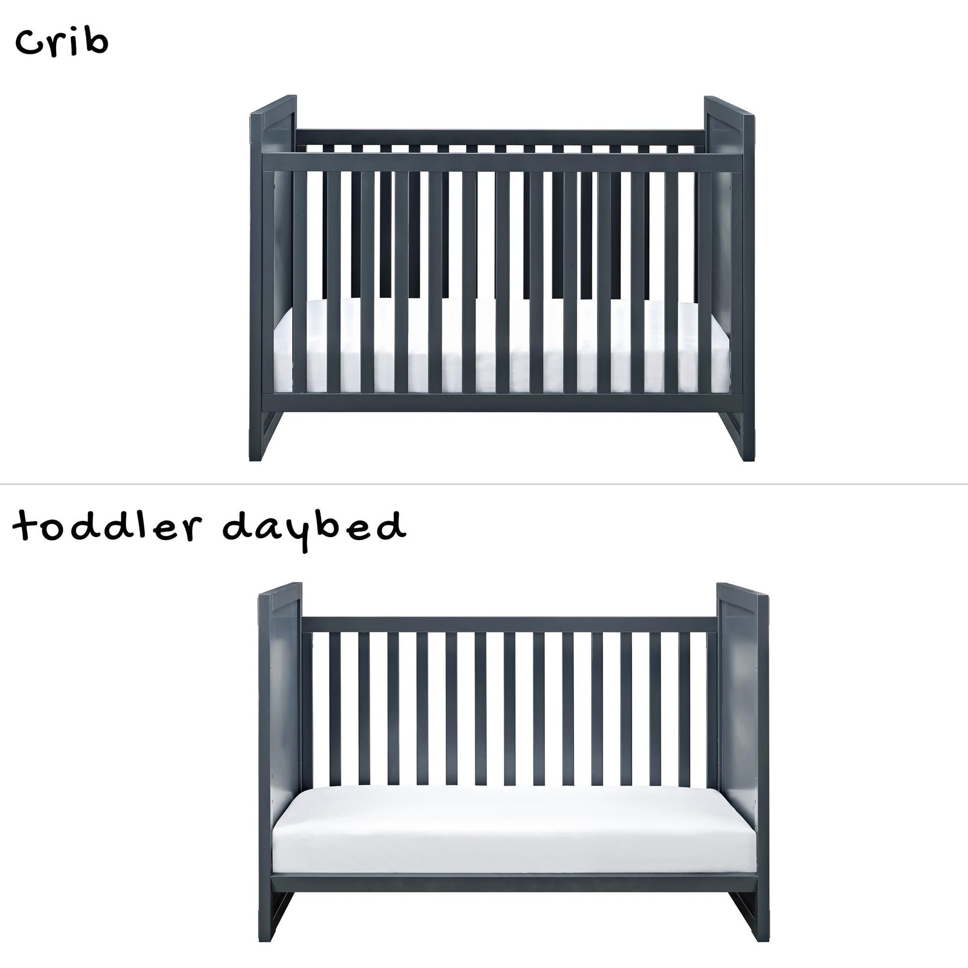 Miles 2 in 1 Convertible Crib with 4 Adjustable Mattress Positions - Graphite Blue