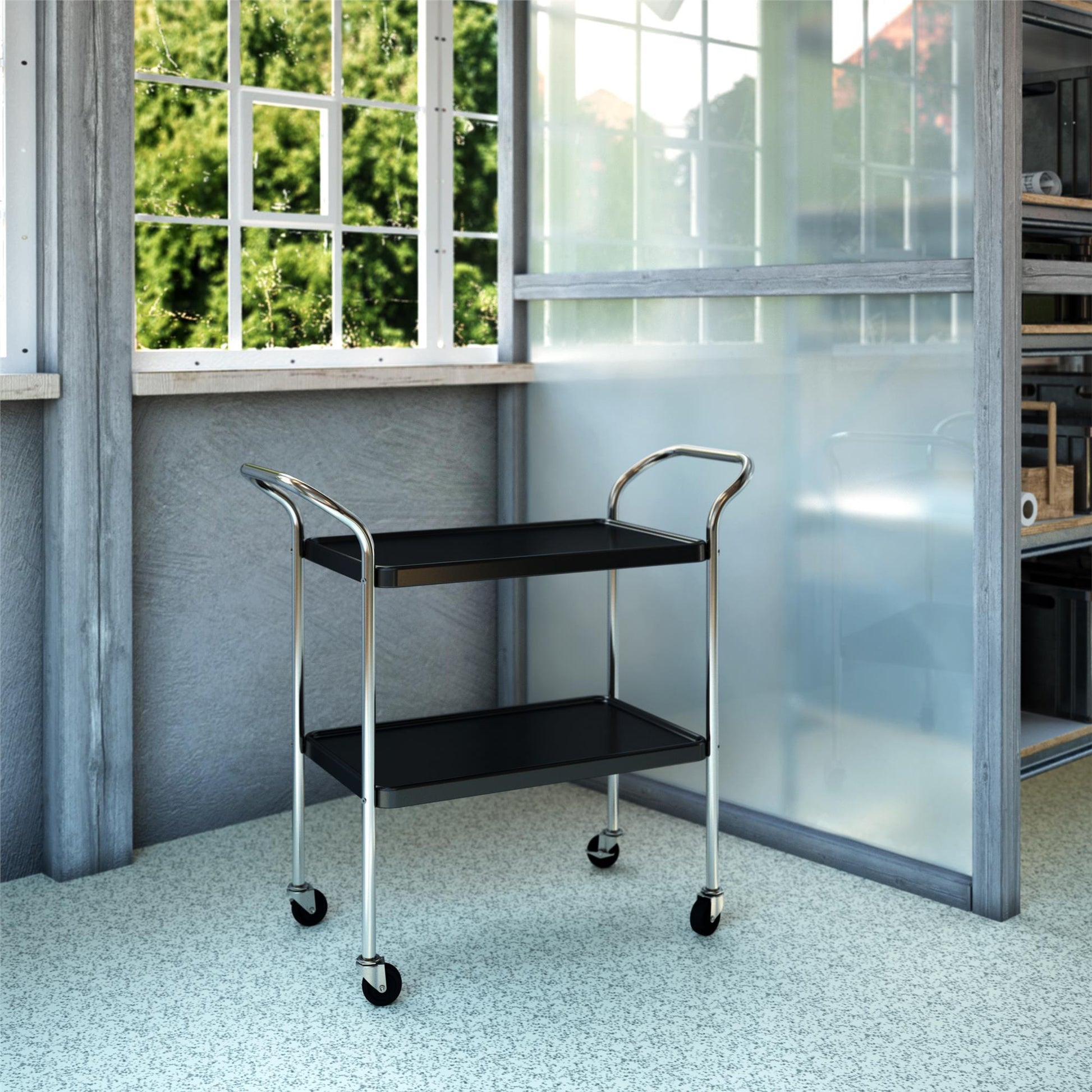 Stylaire 2 Tier Serving Cart - Black - 1-Pack