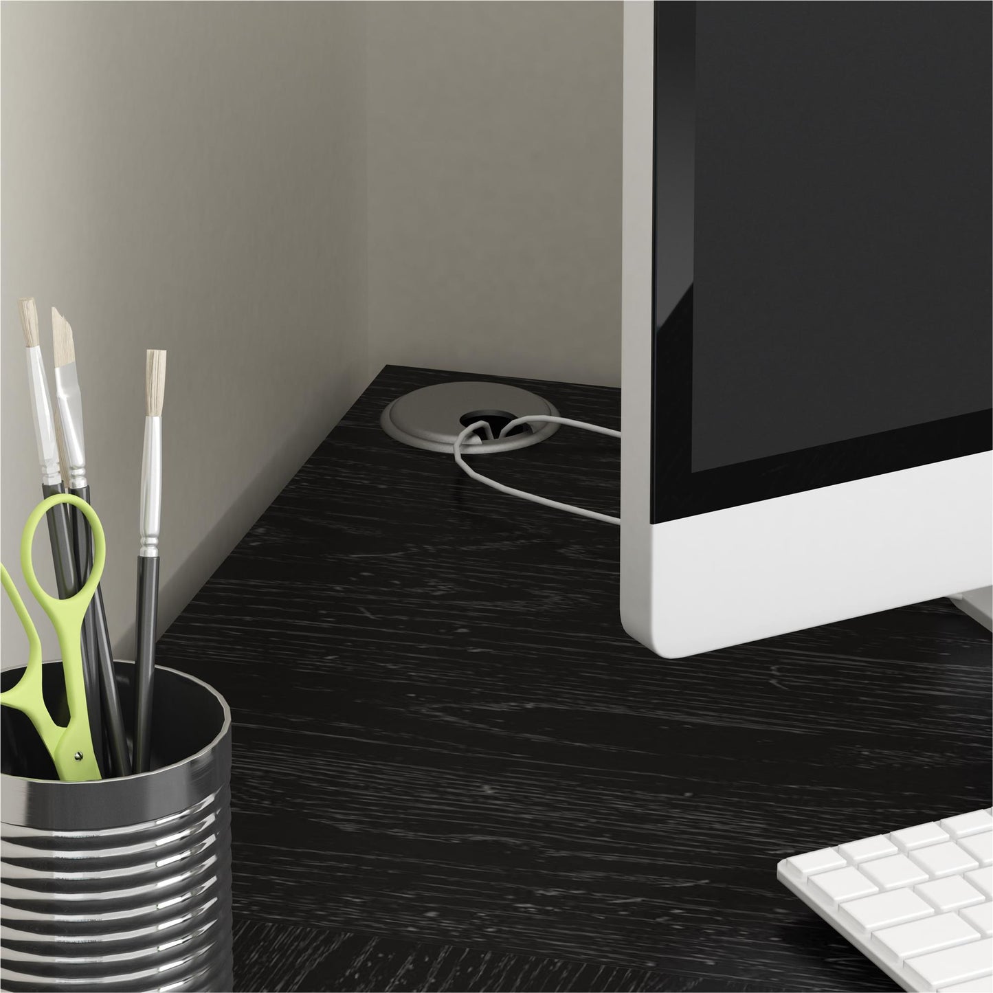 Dakota Computer L Desk with Side Bookshelf and Large Worksurface - Black Oak