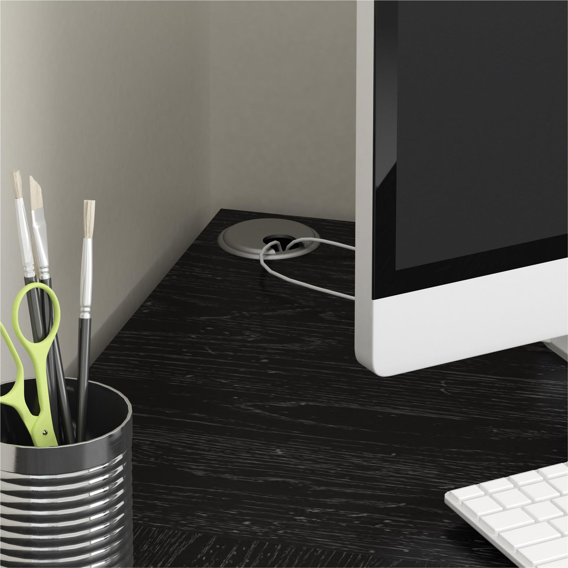 Dakota Computer L Desk with Side Bookshelf and Large Worksurface - Black Oak