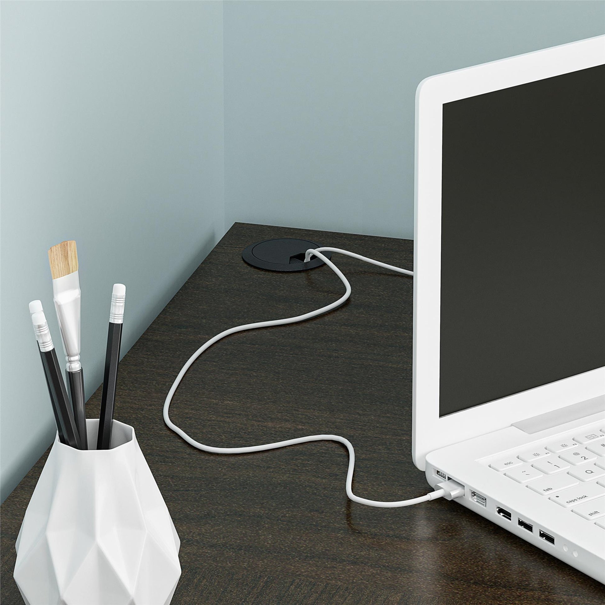 Dakota Computer L Desk with Side Bookshelf and Large Worksurface - Espresso