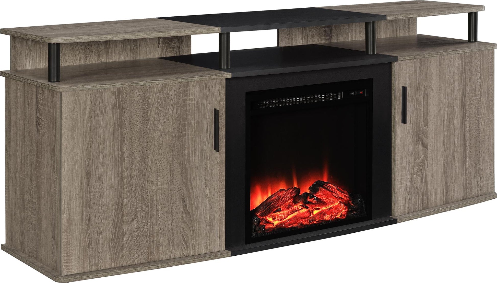 Carson Electric Fireplace TV Console for TVs up to 70 Inch - Distressed Gray Oak