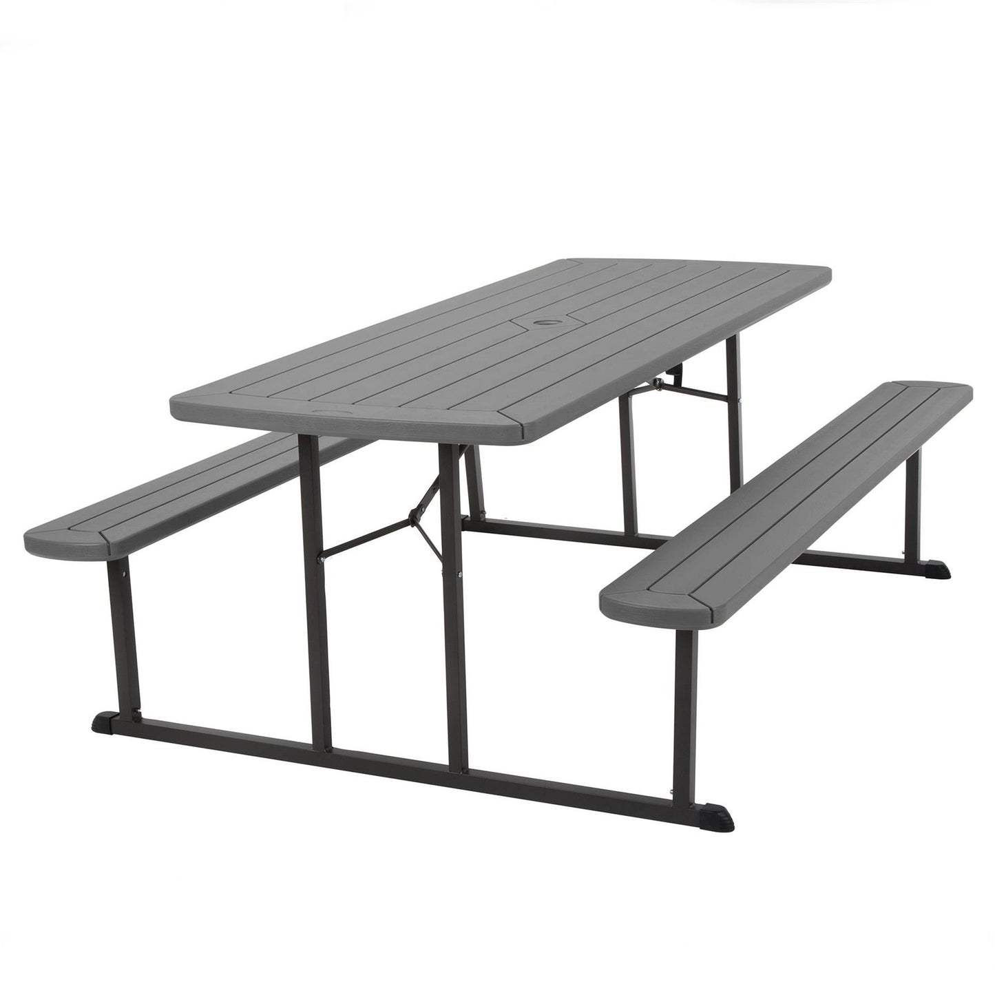 Outdoor 6 Foot Folding Picnic Table, Comfortably Seats 8 People - Taupe