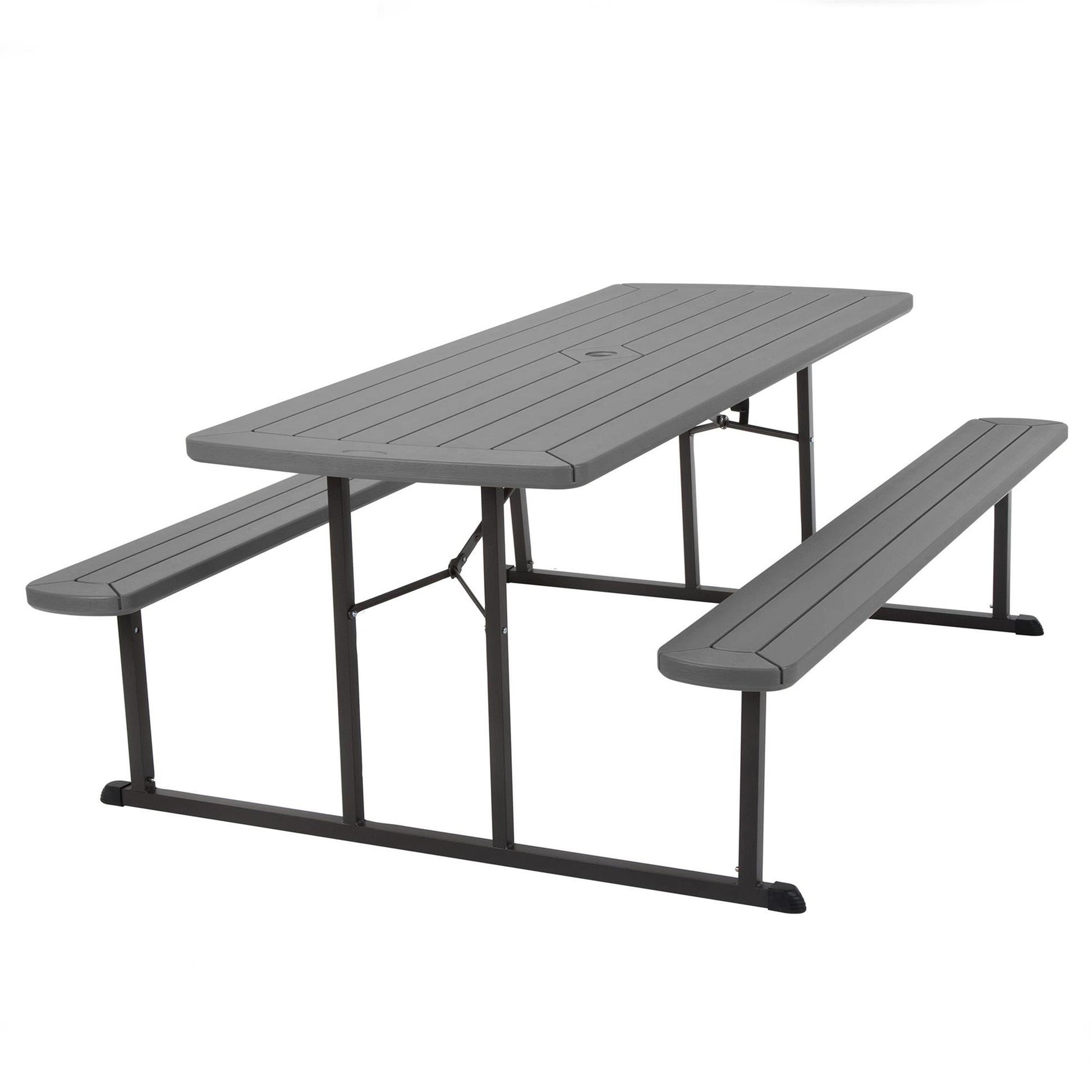 Outdoor 6 Foot Folding Picnic Table, Comfortably Seats 8 People - Taupe