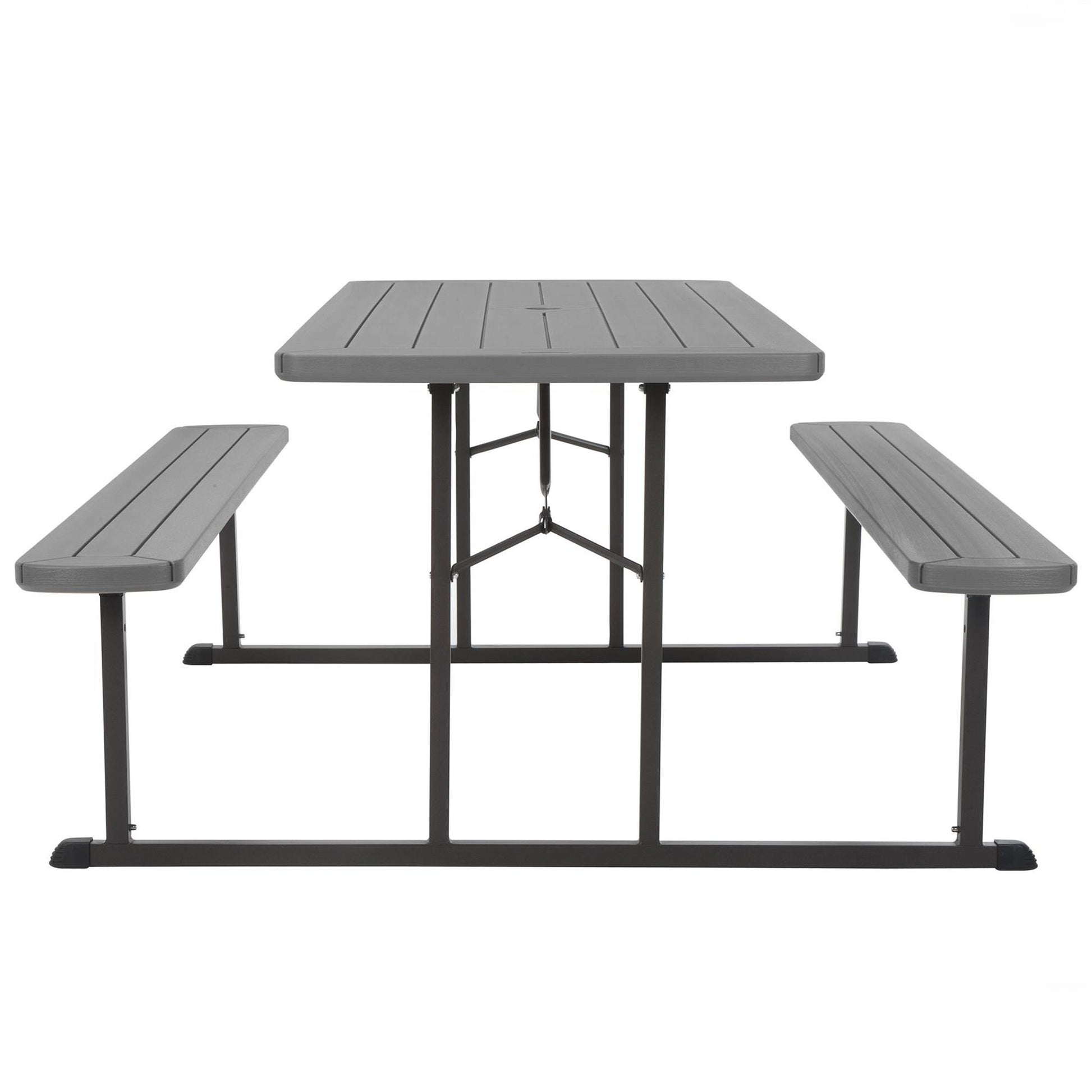 Outdoor 6 Foot Folding Picnic Table, Comfortably Seats 8 People - Dark Gray