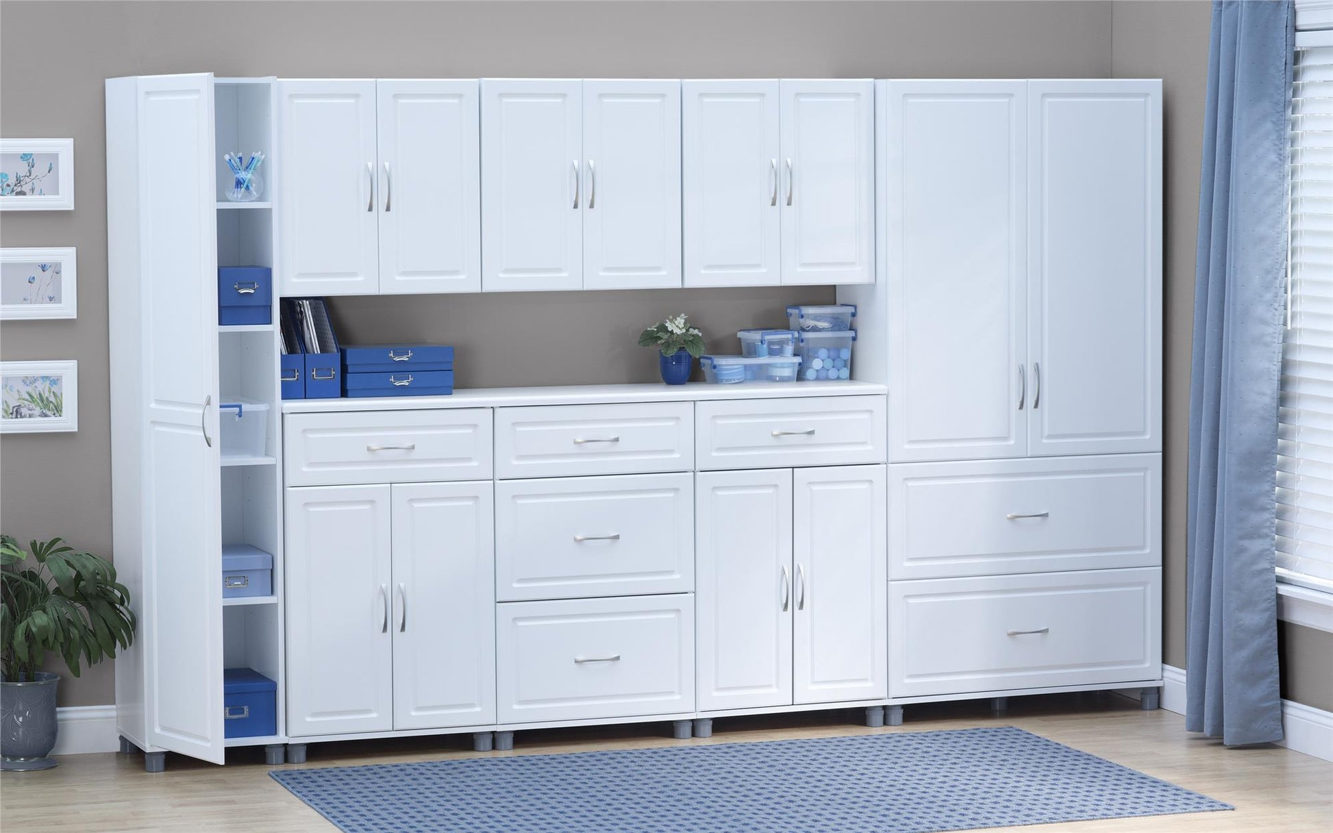 Kendall 16 Inch Multipurpose Storage Cabinet with 5 Shelves - White
