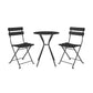 Outdoor Dining Set 3 Piece Bistro Set with 2 Folding Chairs and Round Table - Black