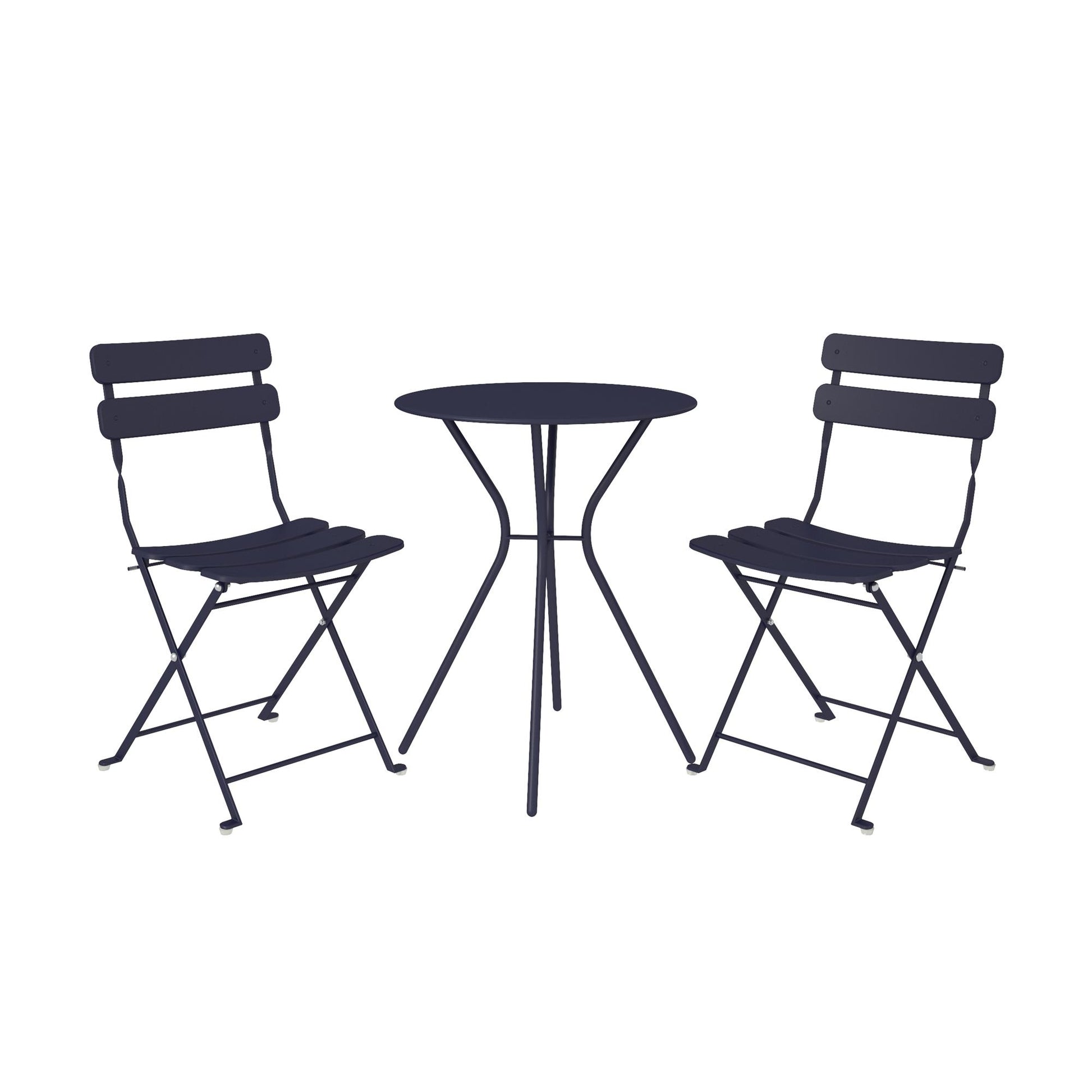 Outdoor Dining Set 3 Piece Bistro Set with 2 Folding Chairs and Round Table - Black