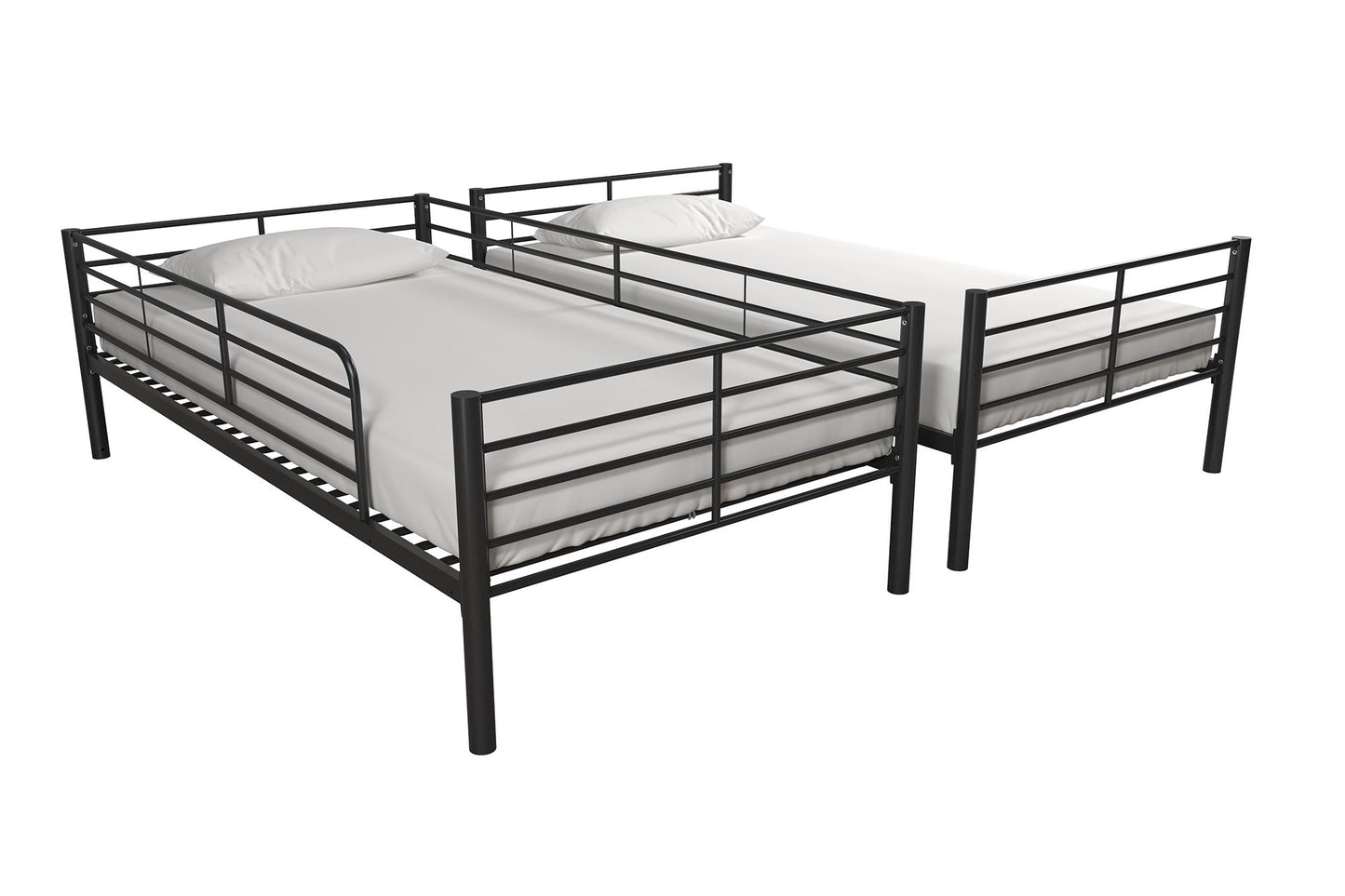 Mainstays Convertible Twin over Twin Metal Bunk Bed, Black - Black - Twin-Over-Twin