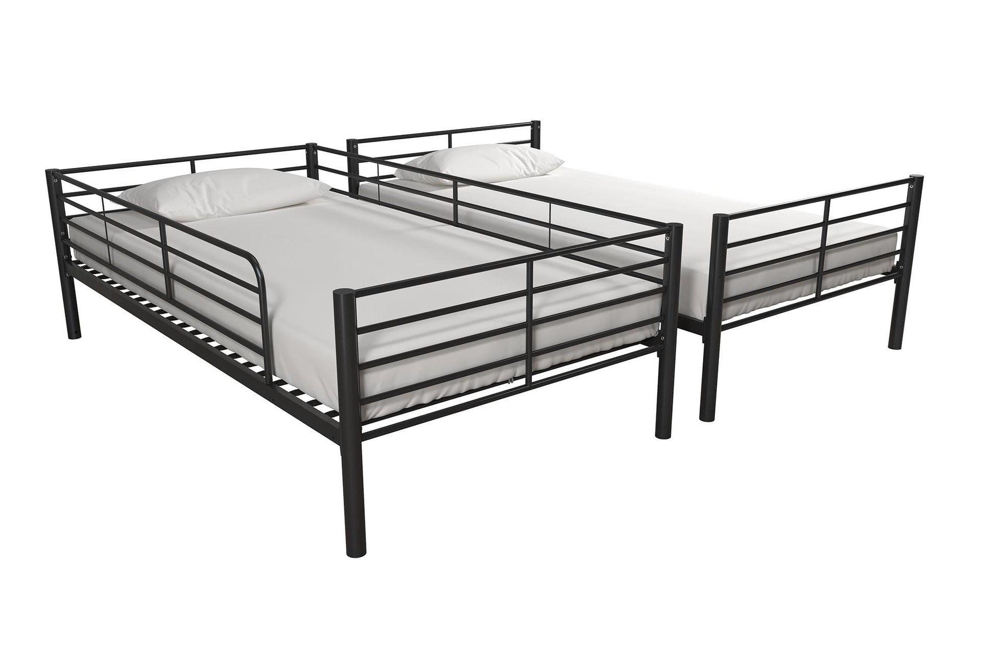 Mainstays Convertible Twin over Twin Metal Bunk Bed, Black - Black - Twin-Over-Twin