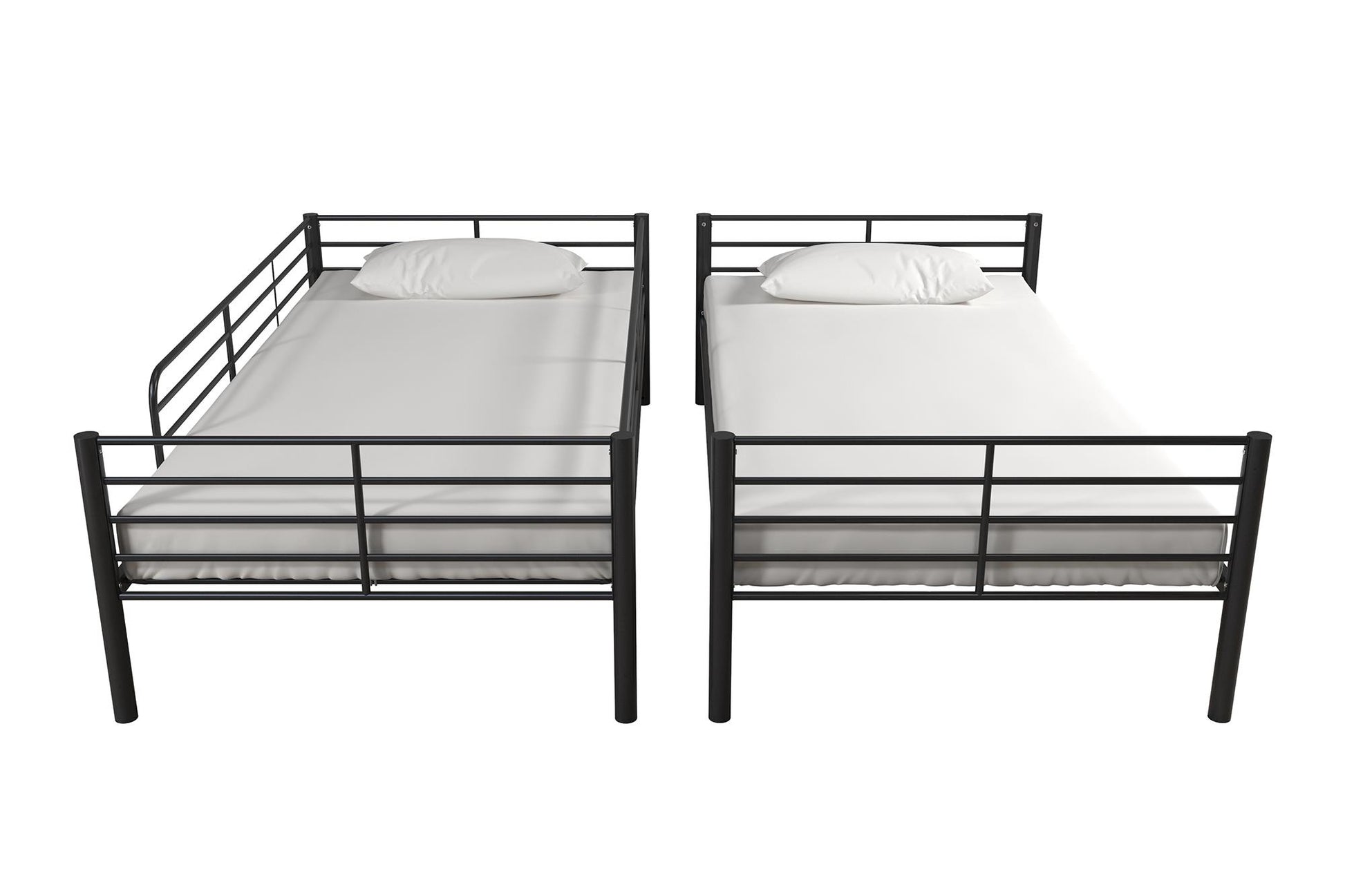 Mainstays Convertible Twin over Twin Metal Bunk Bed, Black - Black - Twin-Over-Twin