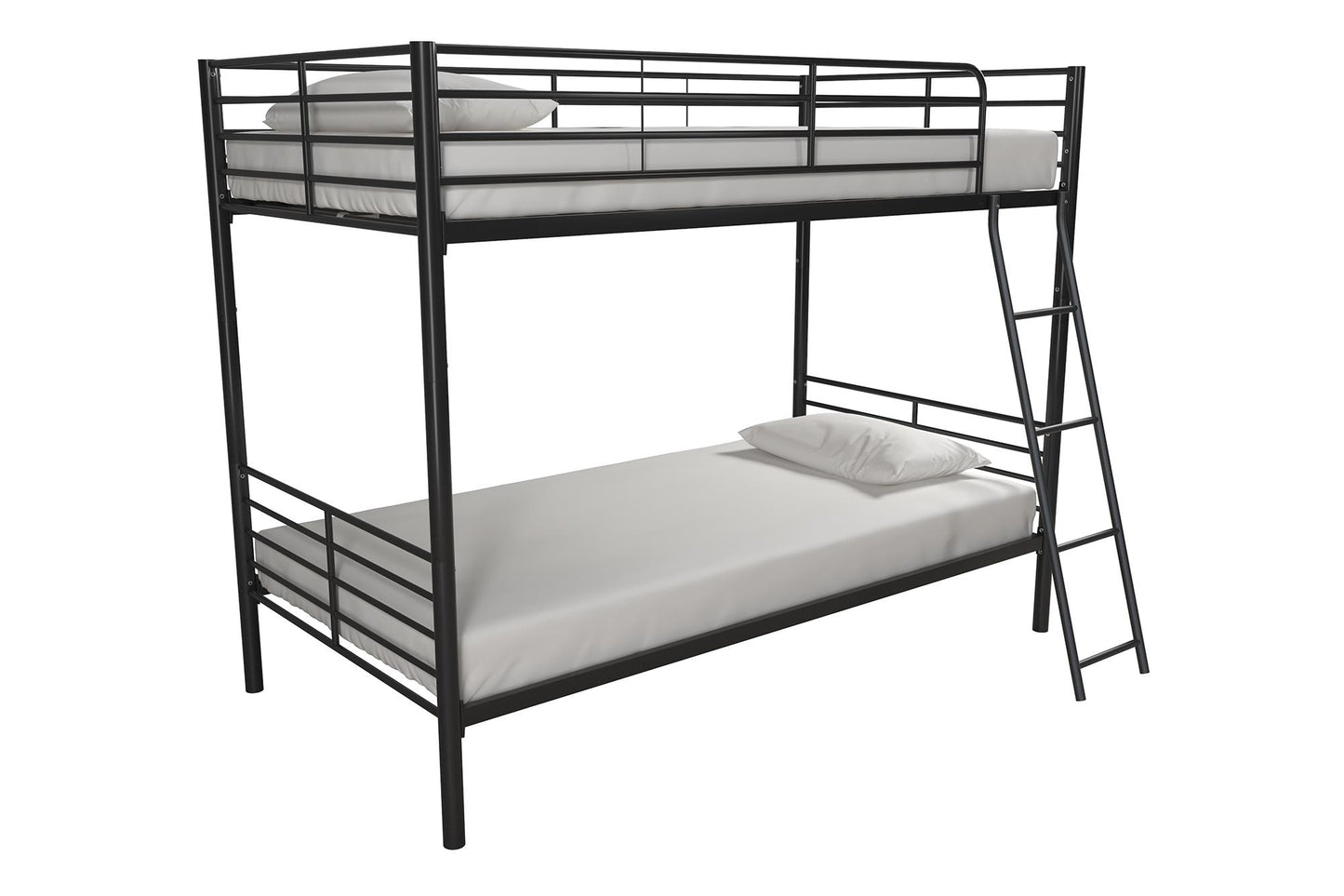 Mainstays Convertible Twin over Twin Metal Bunk Bed, Black - Black - Twin-Over-Twin
