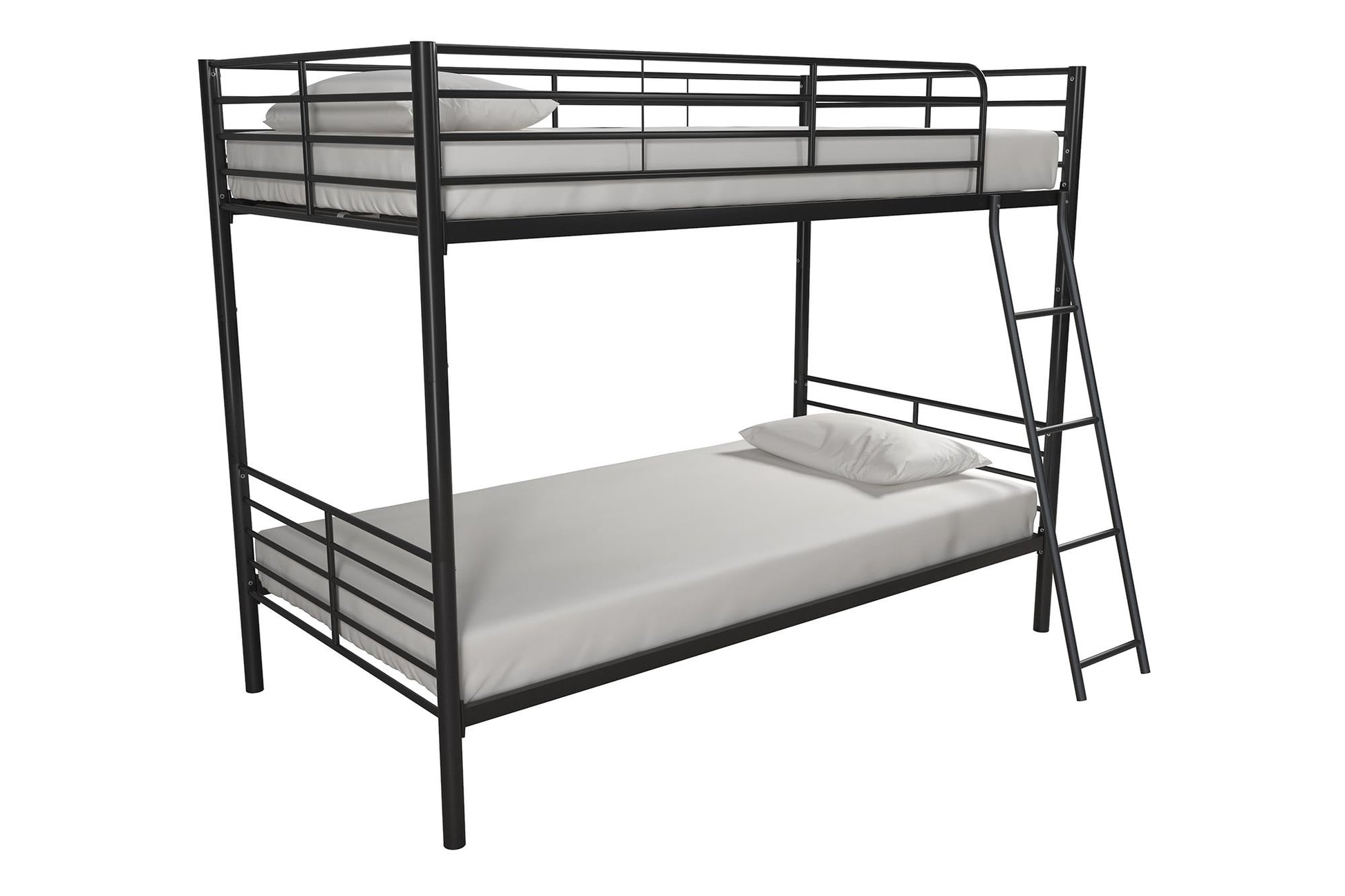 Mainstays Convertible Twin over Twin Metal Bunk Bed, Black - Black - Twin-Over-Twin