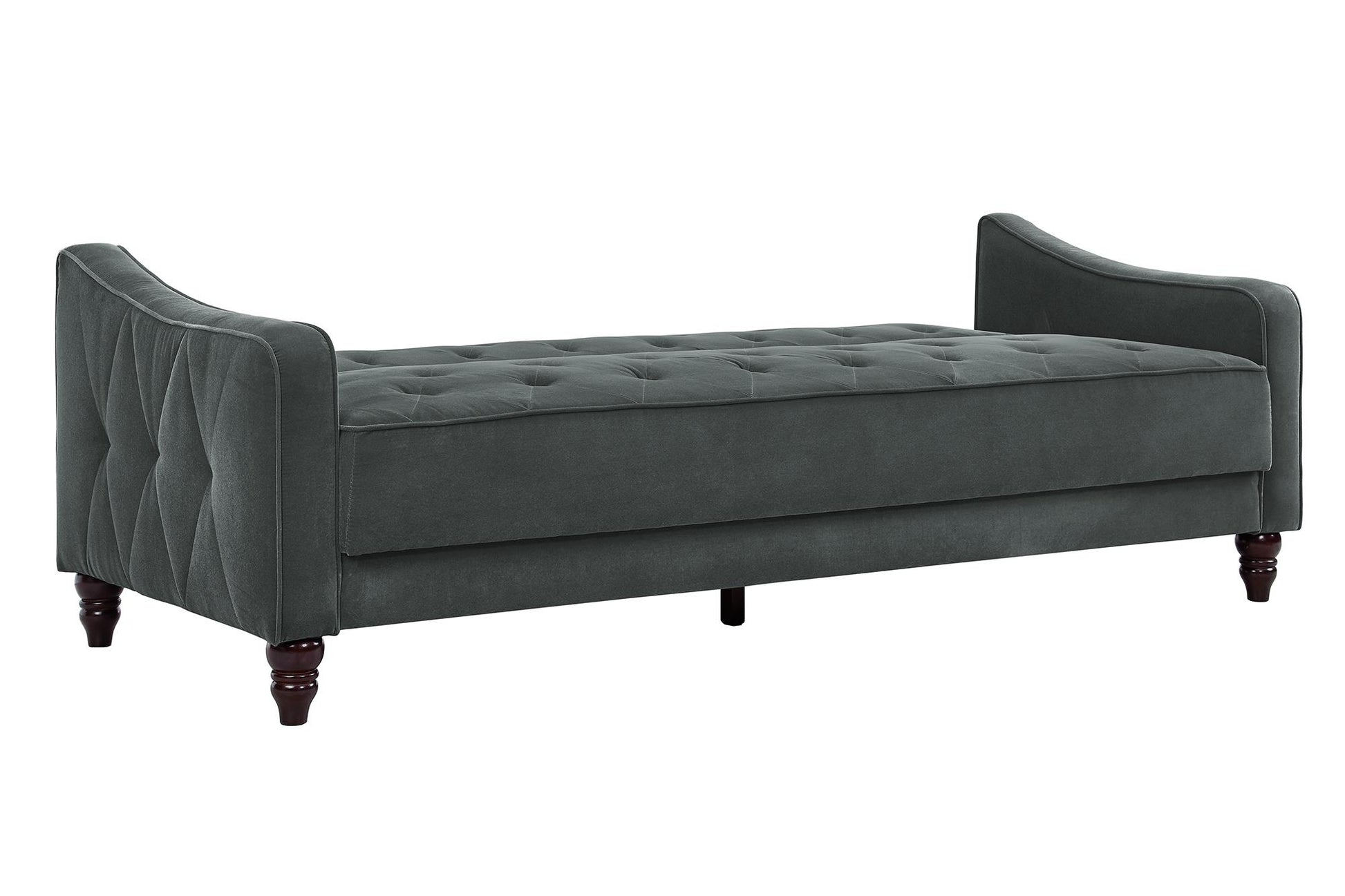 Novogratz Vintage Tufted Sofa Sleeper II, Gray Velvet - Dark Gray
