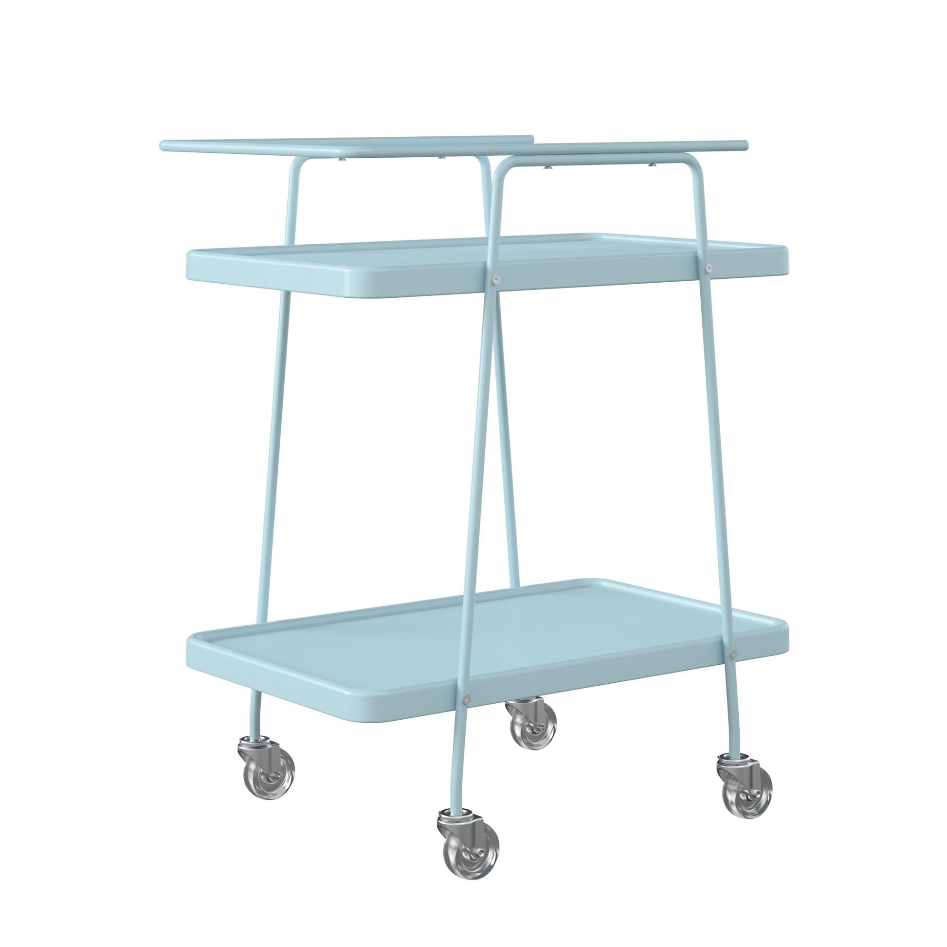 2 Tier Serving Cart on Wheels with Locking Casters - Light Blue - 1-Pack