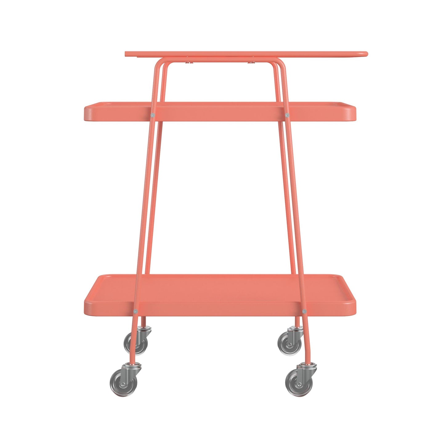2 Tier Serving Cart on Wheels with Locking Casters - Coral - 1-Pack